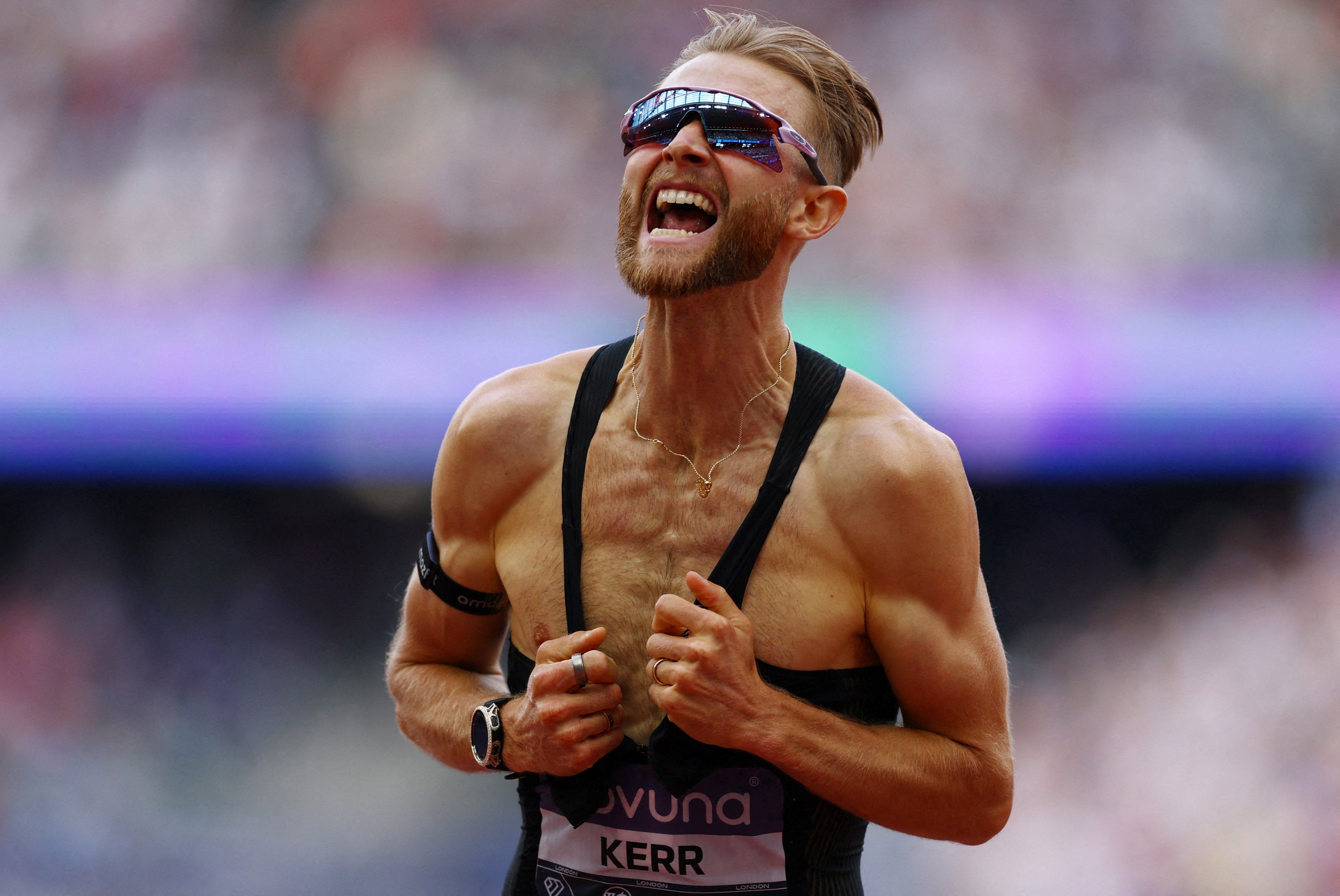 Britain's Josh Kerr celebrates at the London Diamond League