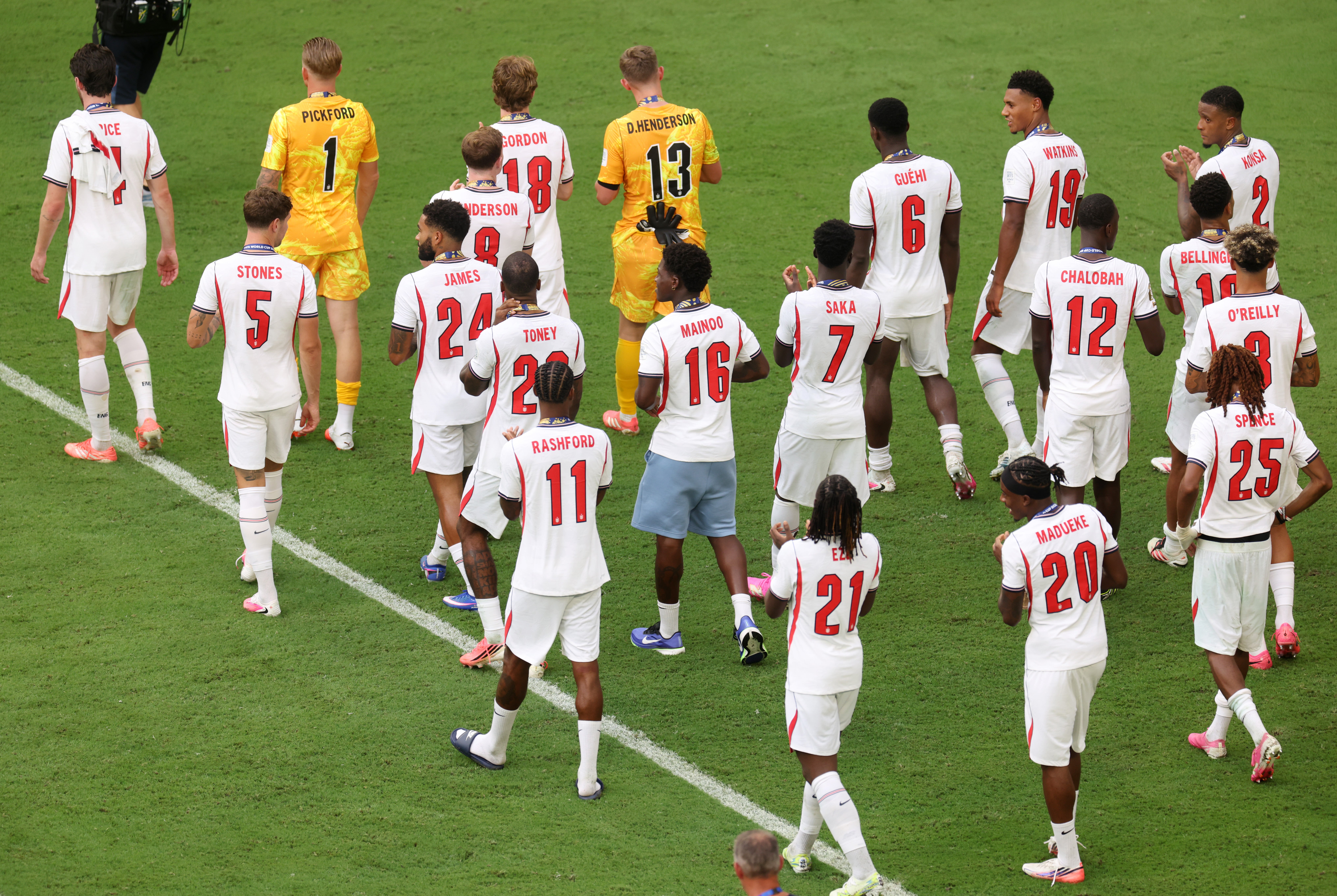 England players after their Bronze-medal win over France