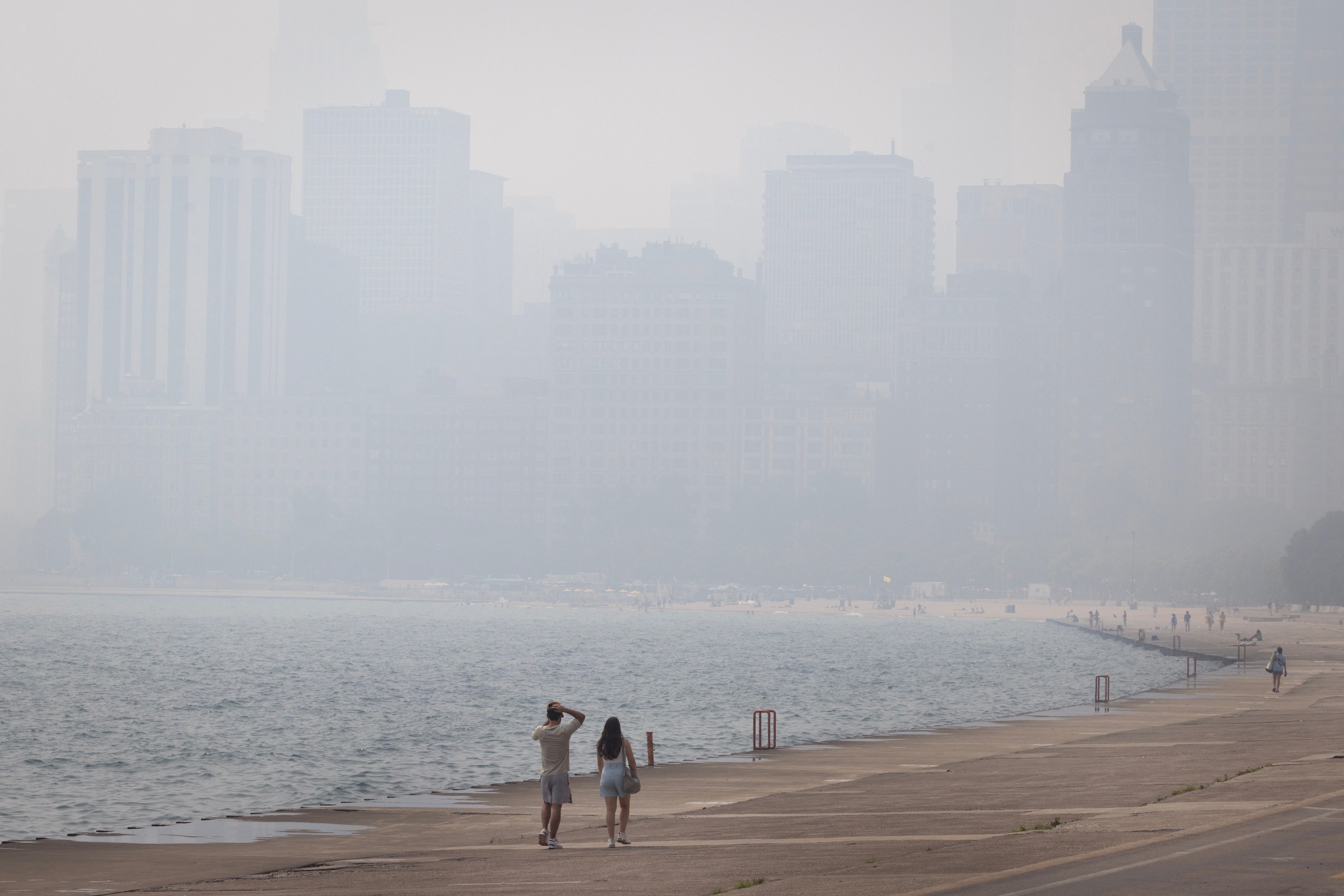 City officials encouraged people to stay inside as the air quality index was rated ‘very unhealthy’