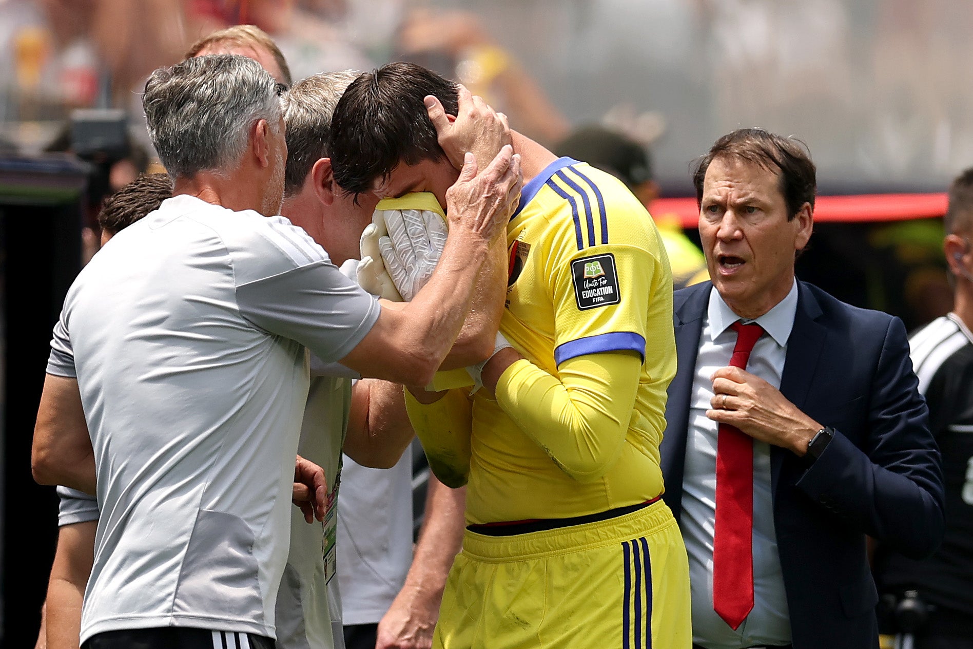Senne Lammens was distraught after his World Cup error sent Belgium home