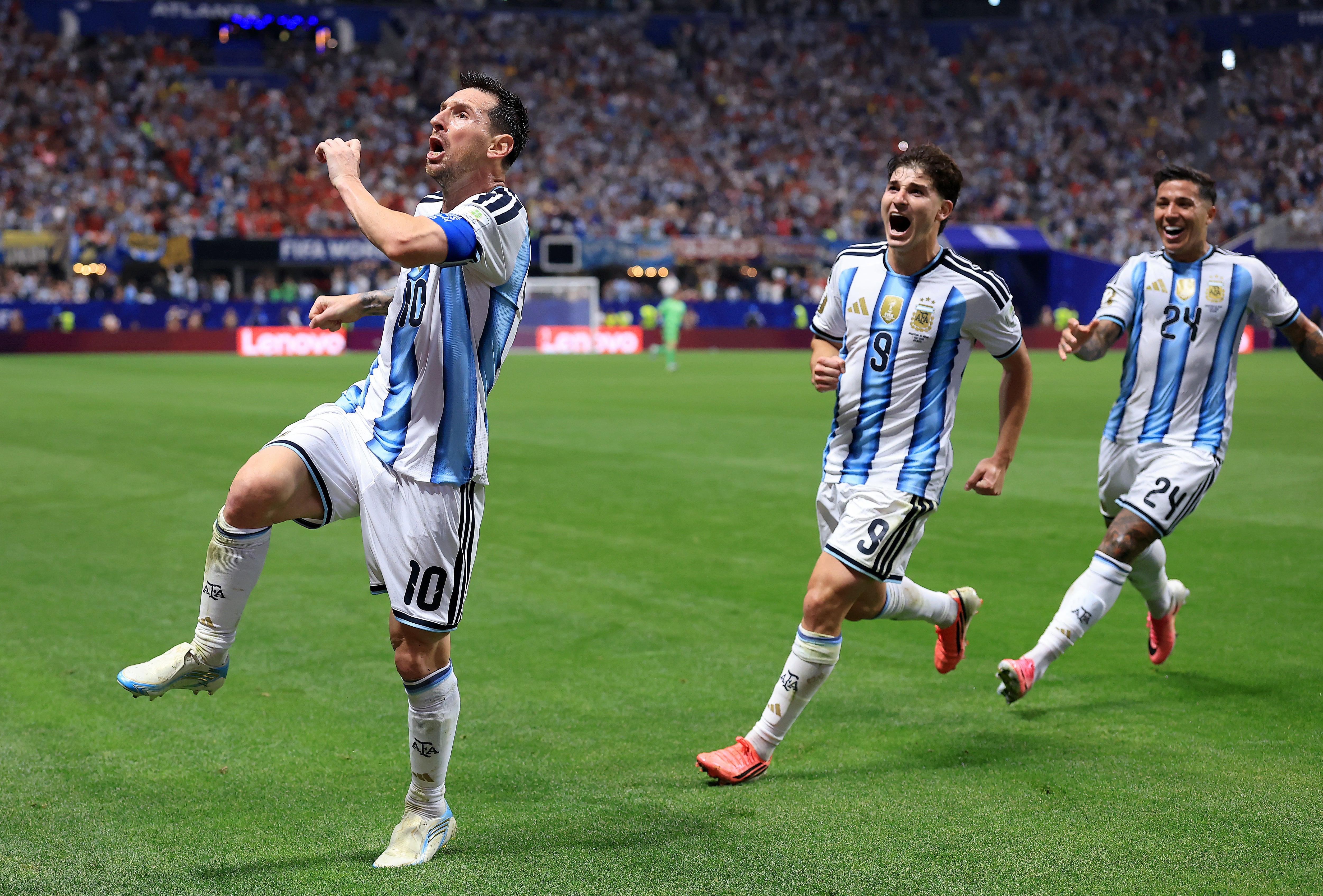 Lionel Messi of Argentina celebrates after scoring against Egypt (Getty)