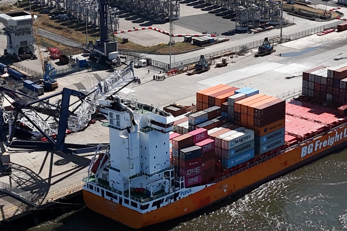 Person in hospital after crash involving ship and crane in the Port of Tyne
