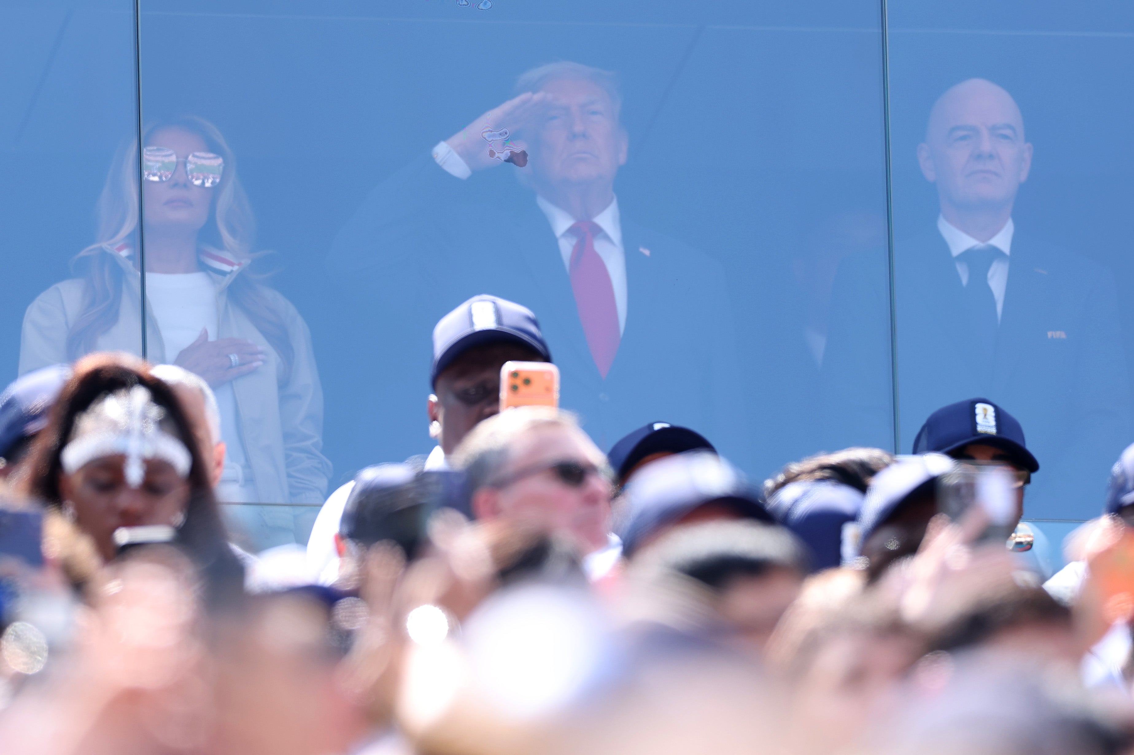 Donald Trump arrived at the World Cup final at MetLife stadium shortly after US military officials announced the death of a third service member amid the ongoing war in Iran (Getty)