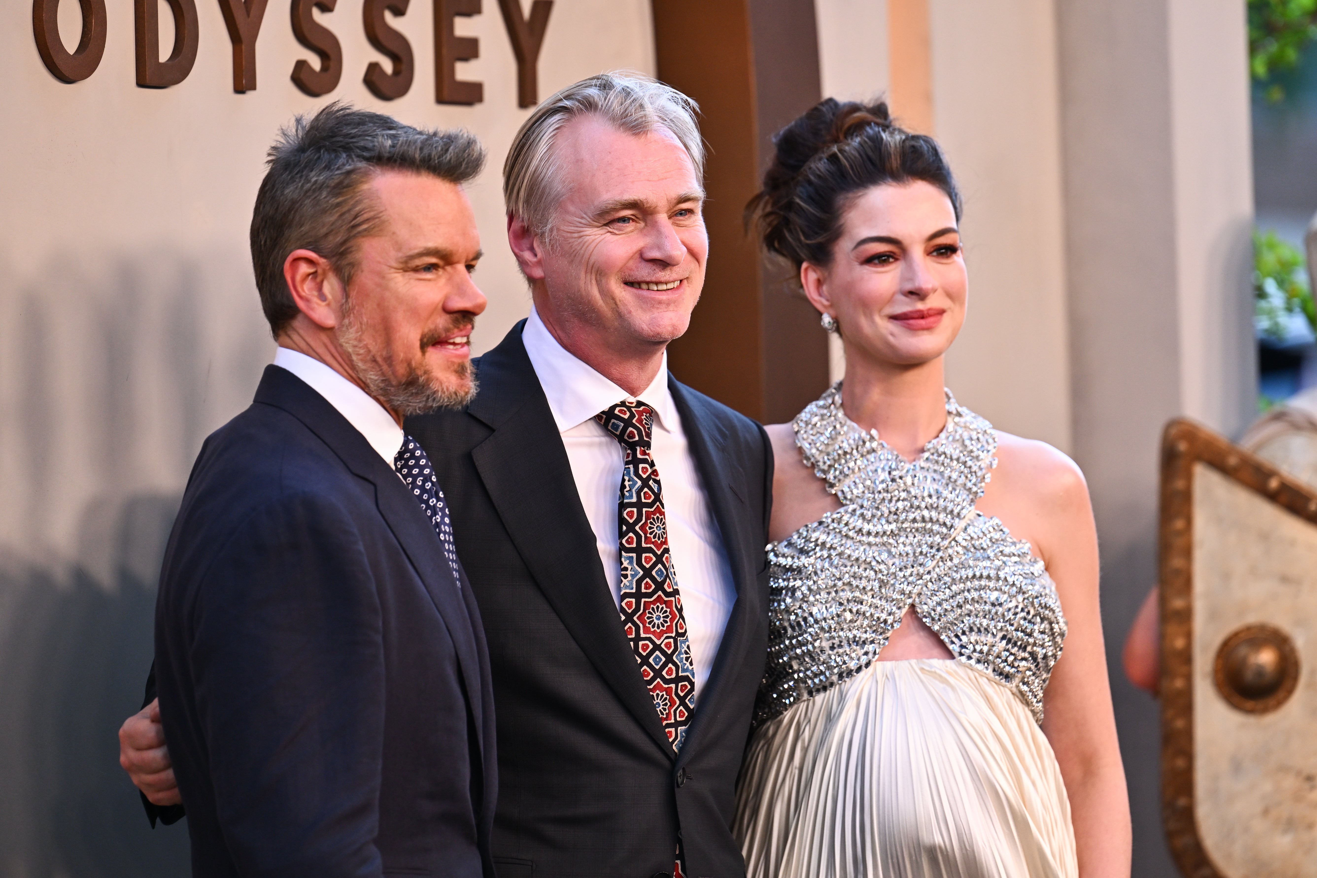 Stars of The Odyssey with director Christopher Nolan