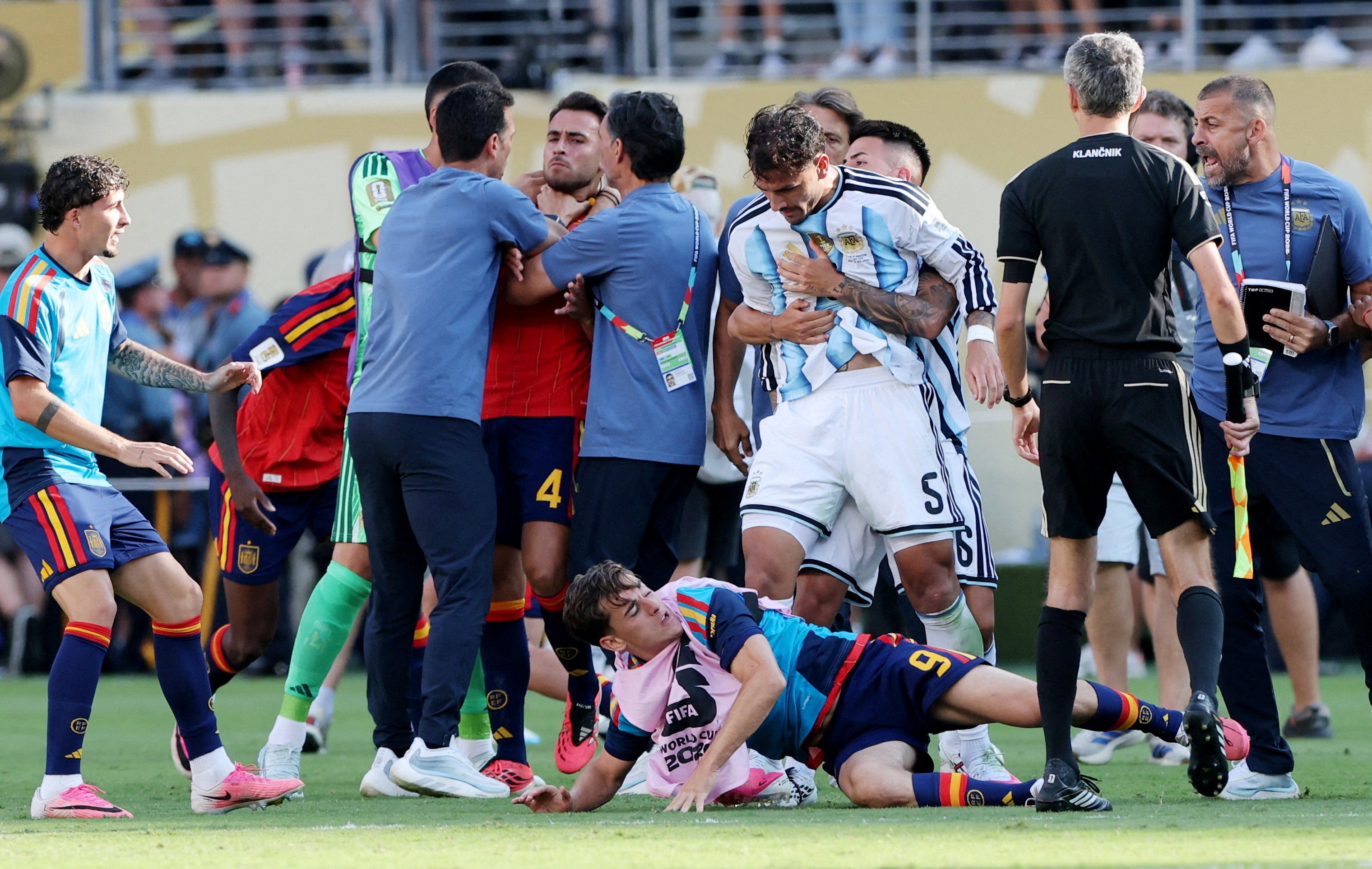Leandro Paredes was involved in ugly clashes with Eric Garcia and Gavi at full time