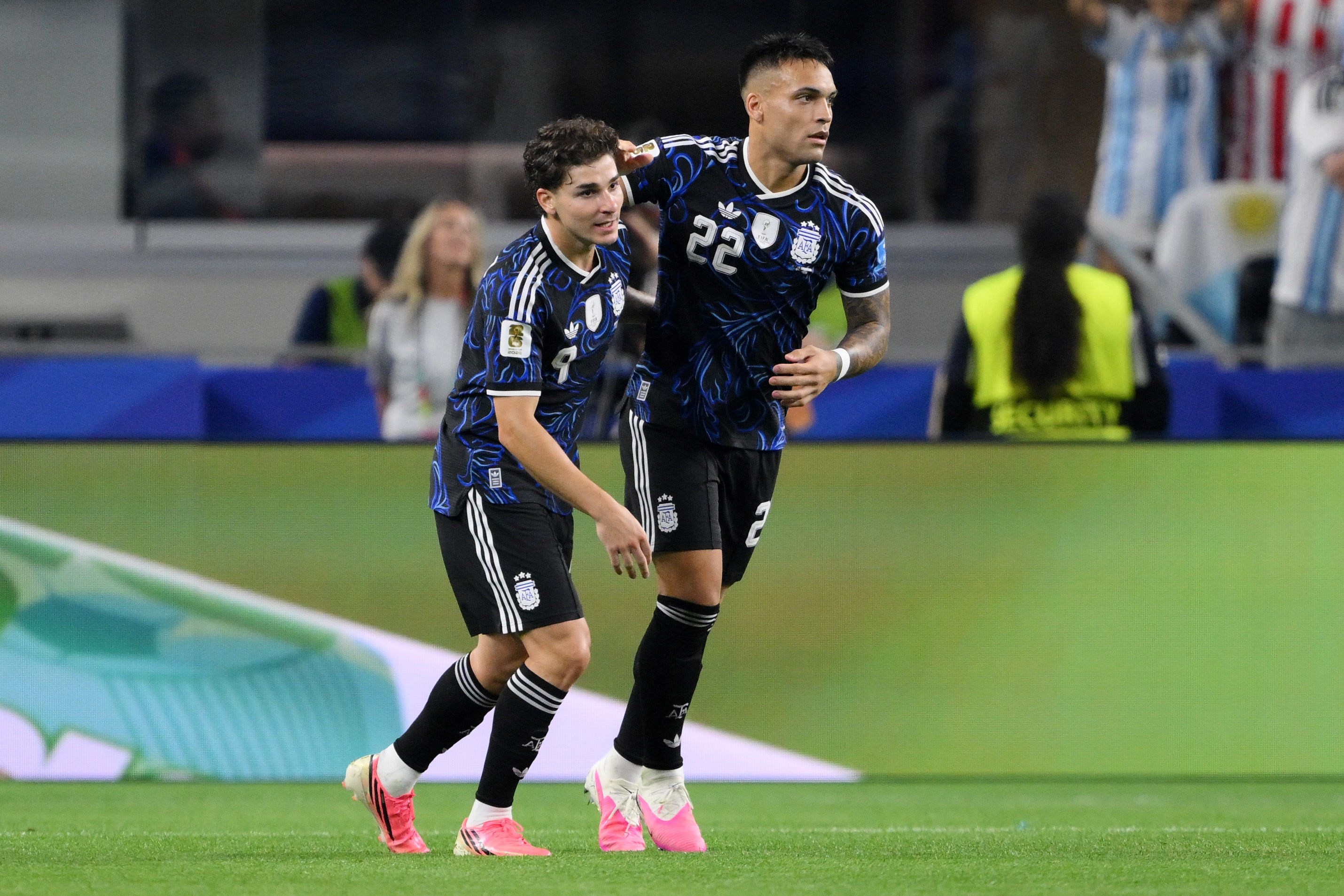 Could Julian Alvarez (left) and Lautaro Martinez prosper as a forward duo? (Getty)
