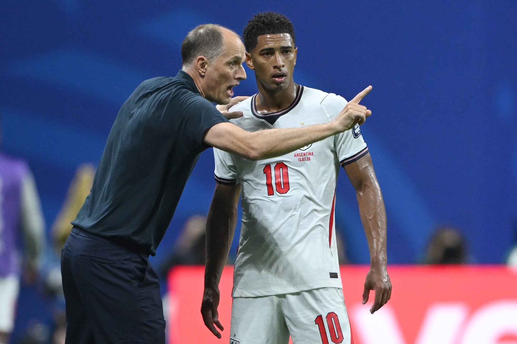 England football manager Thomas Tuchel and player Jude Bellingham