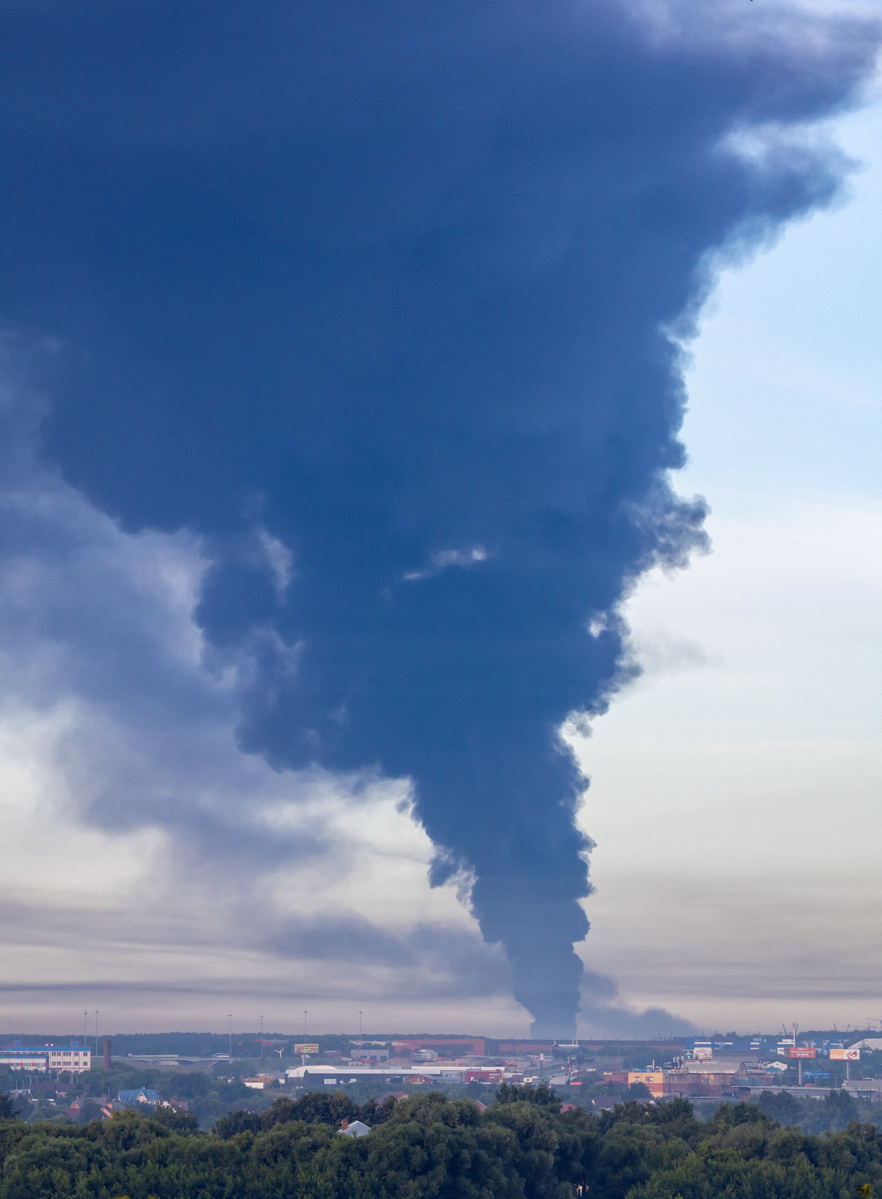 Smoke billows after Ukrainian drone attacks, according the local authorities, in the course of the Russia-Ukraine conflict, in Podolsk, Moscow Region, Russia, July 20, 2026. (Reuters)