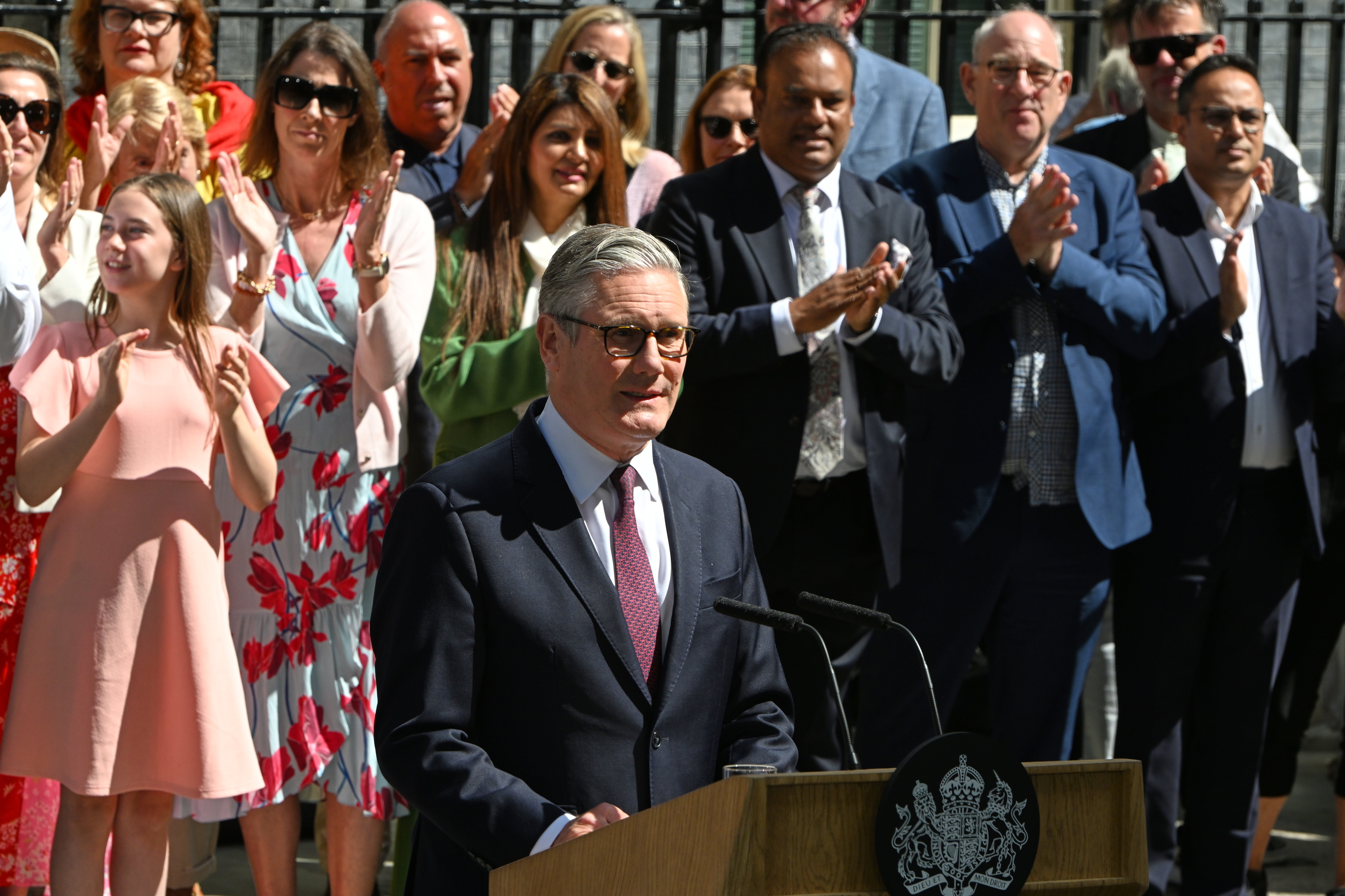 Britain's outgoing Prime Minister Keir Starmer speaks as he leaves 10 Downing Street in London, 20 July 2026