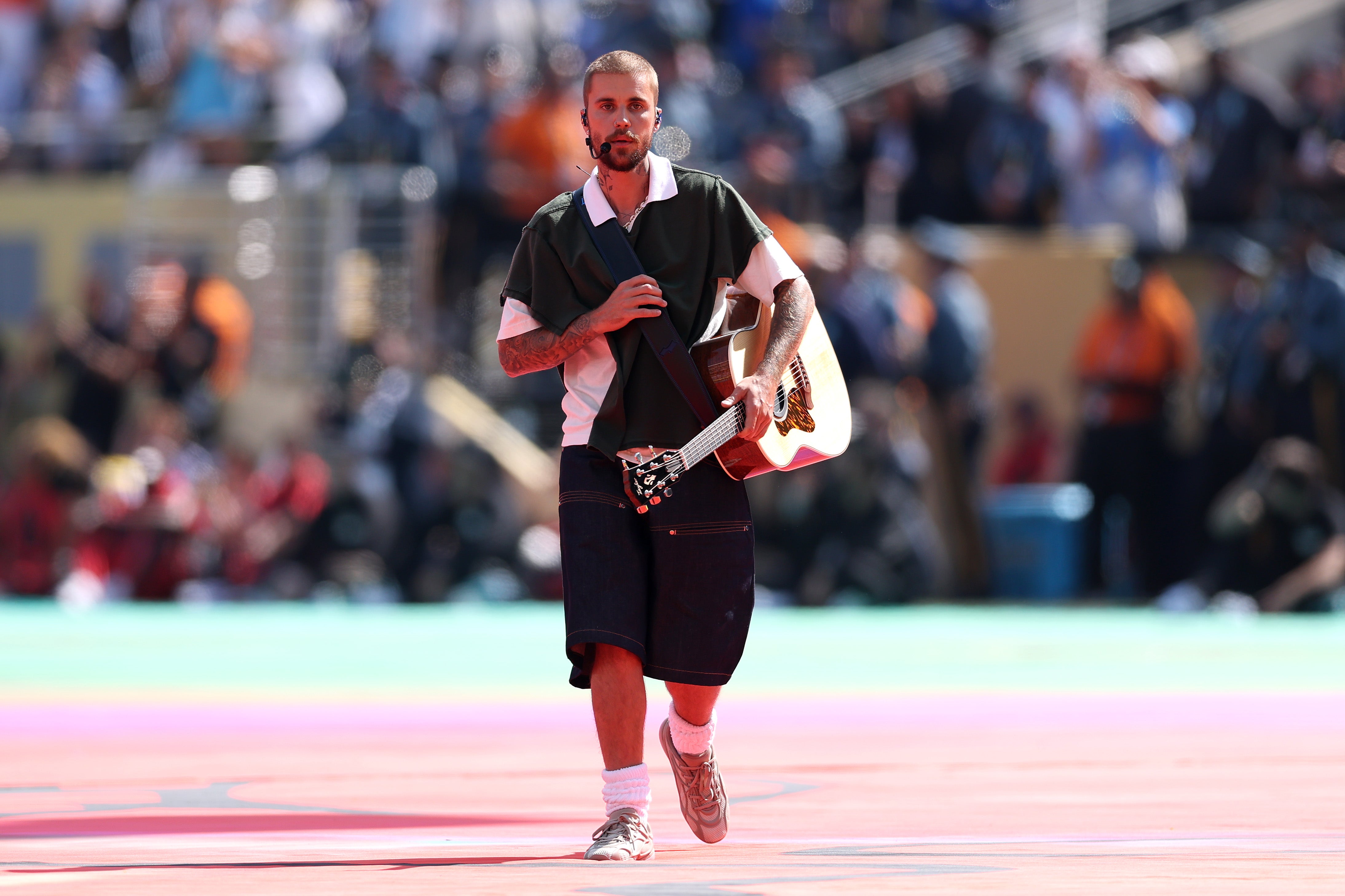 Justin Bieber was among the performers at the World Cup final halftime show, performing an acoustic rendition of his song ‘Everything Hallelujah’