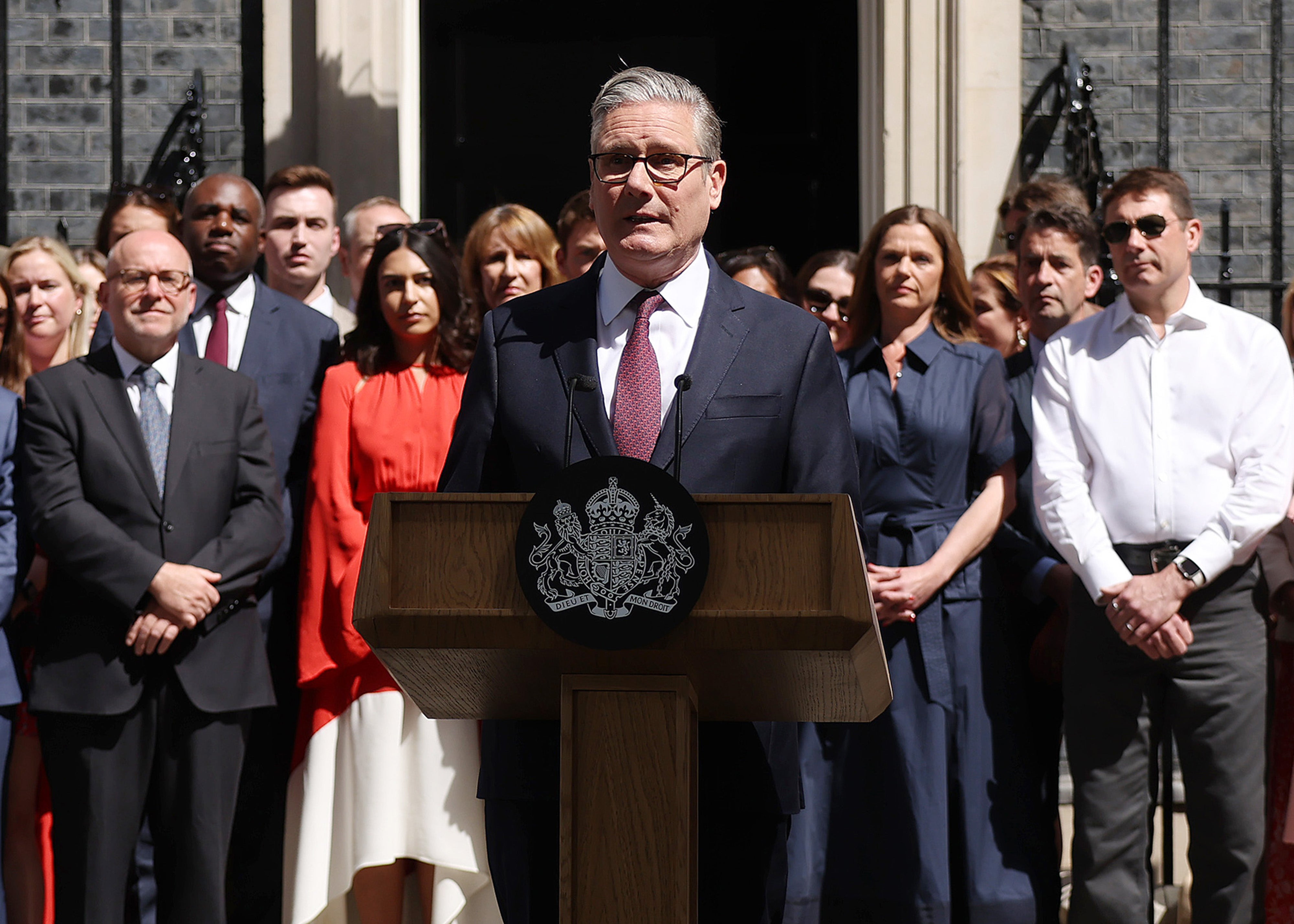 Sir Keir Starmer said he wished Andy Burnham “every success” as he take over as prime minister in his final speech outside No 10 (Getty)