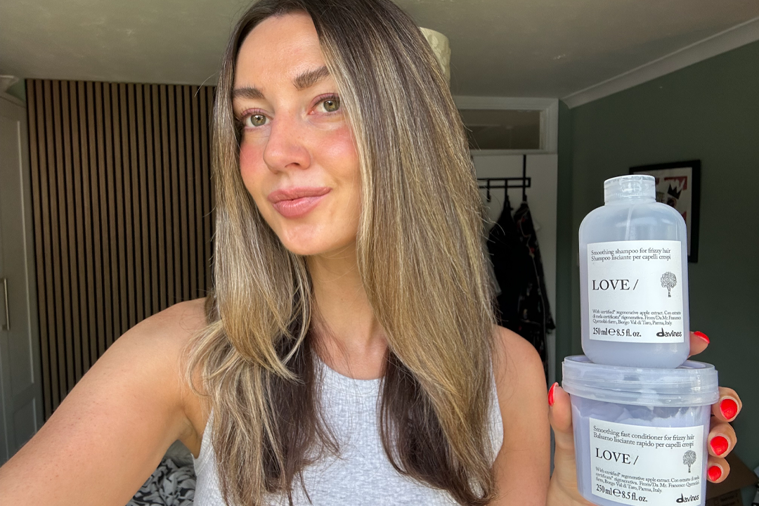 My frizz is noticeably calmed after each wash, with the shine-boost enhancing the look of my balayage (Daisy Lester/The Independent)