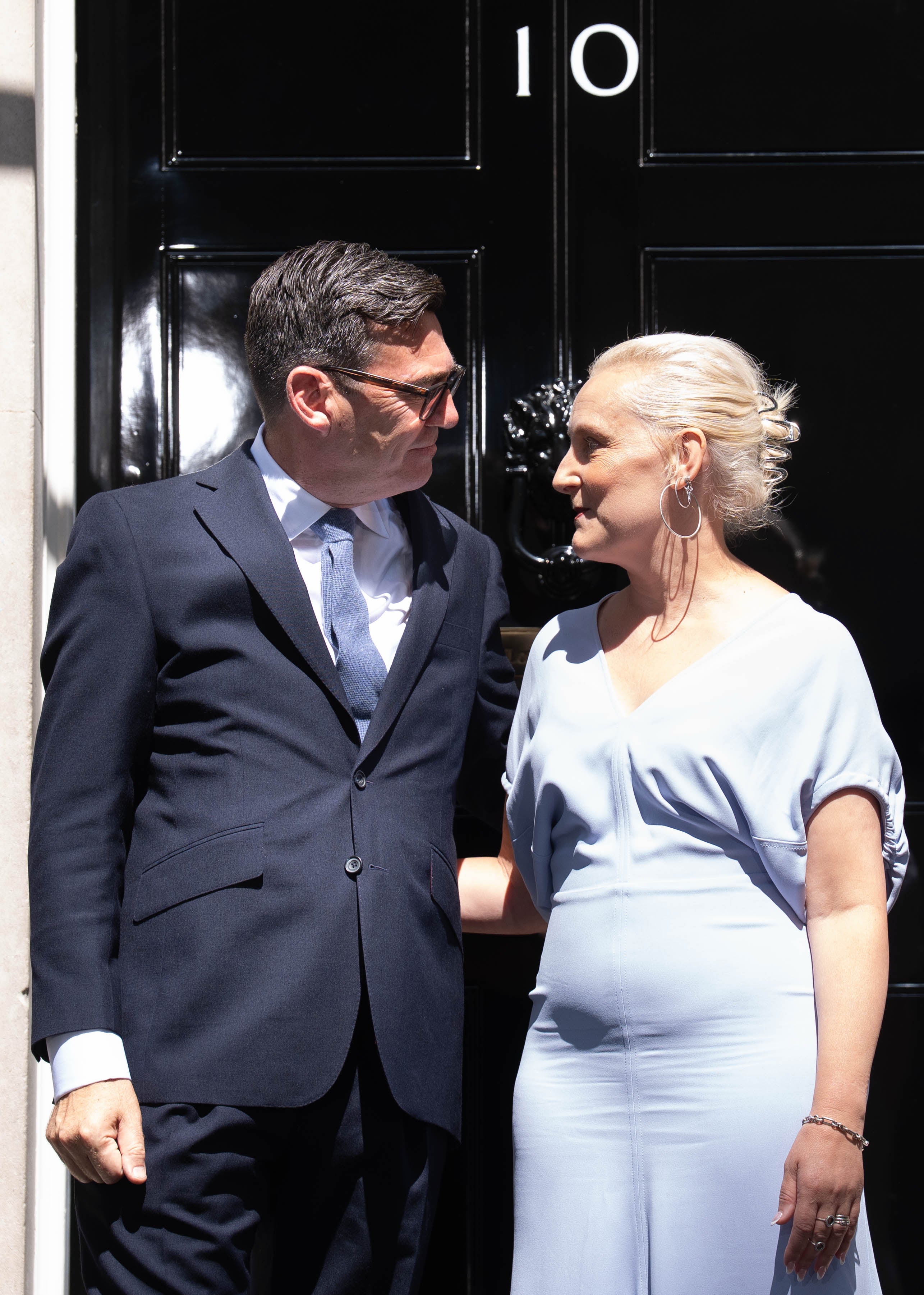 Prime Minister Andy Burnham with his wife outside 10 Downing Street (Stefan Rousseau/PA) (PA Wire)