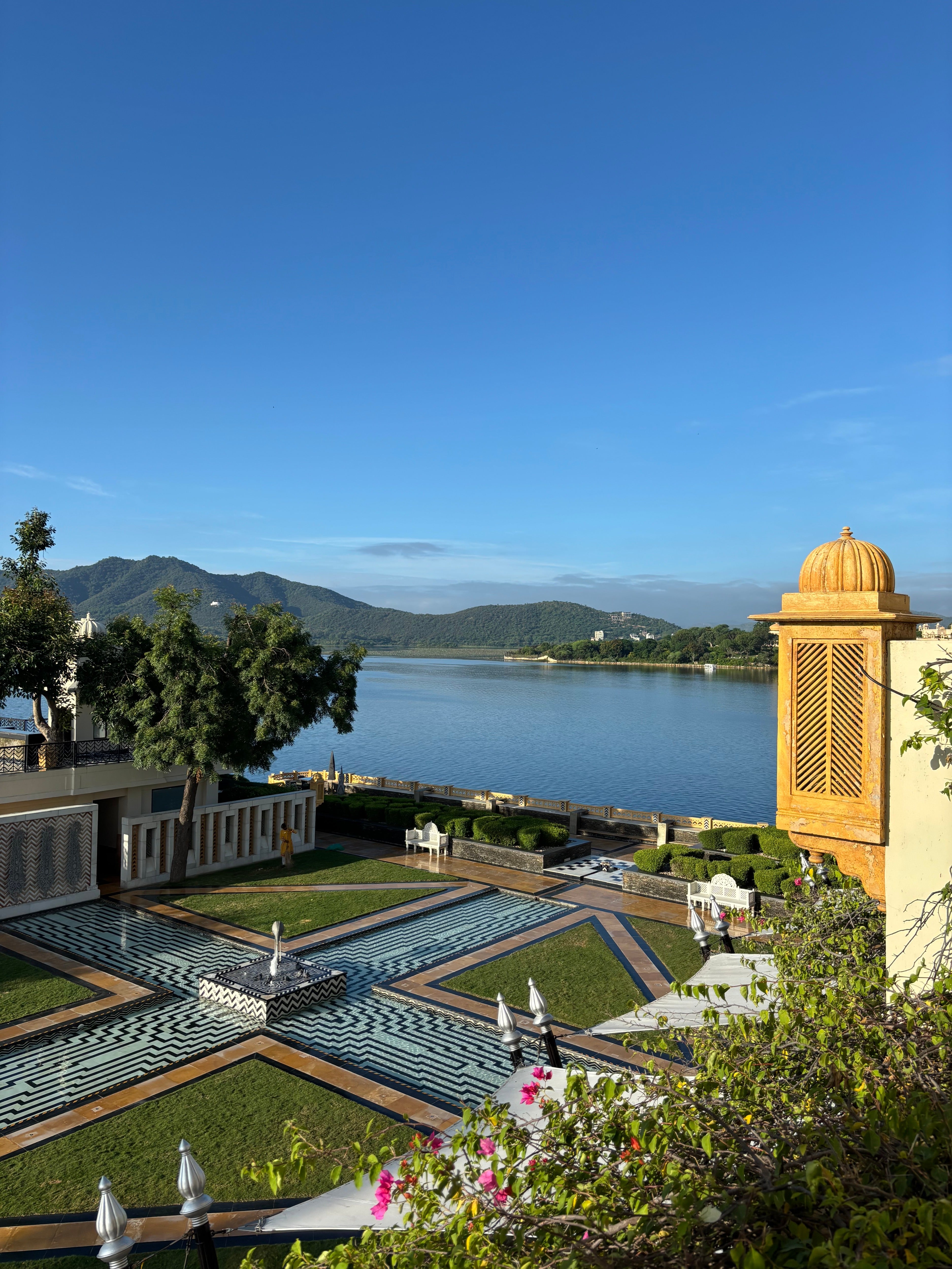 The gorgeous grounds of The Leela Palace Udaipur in India