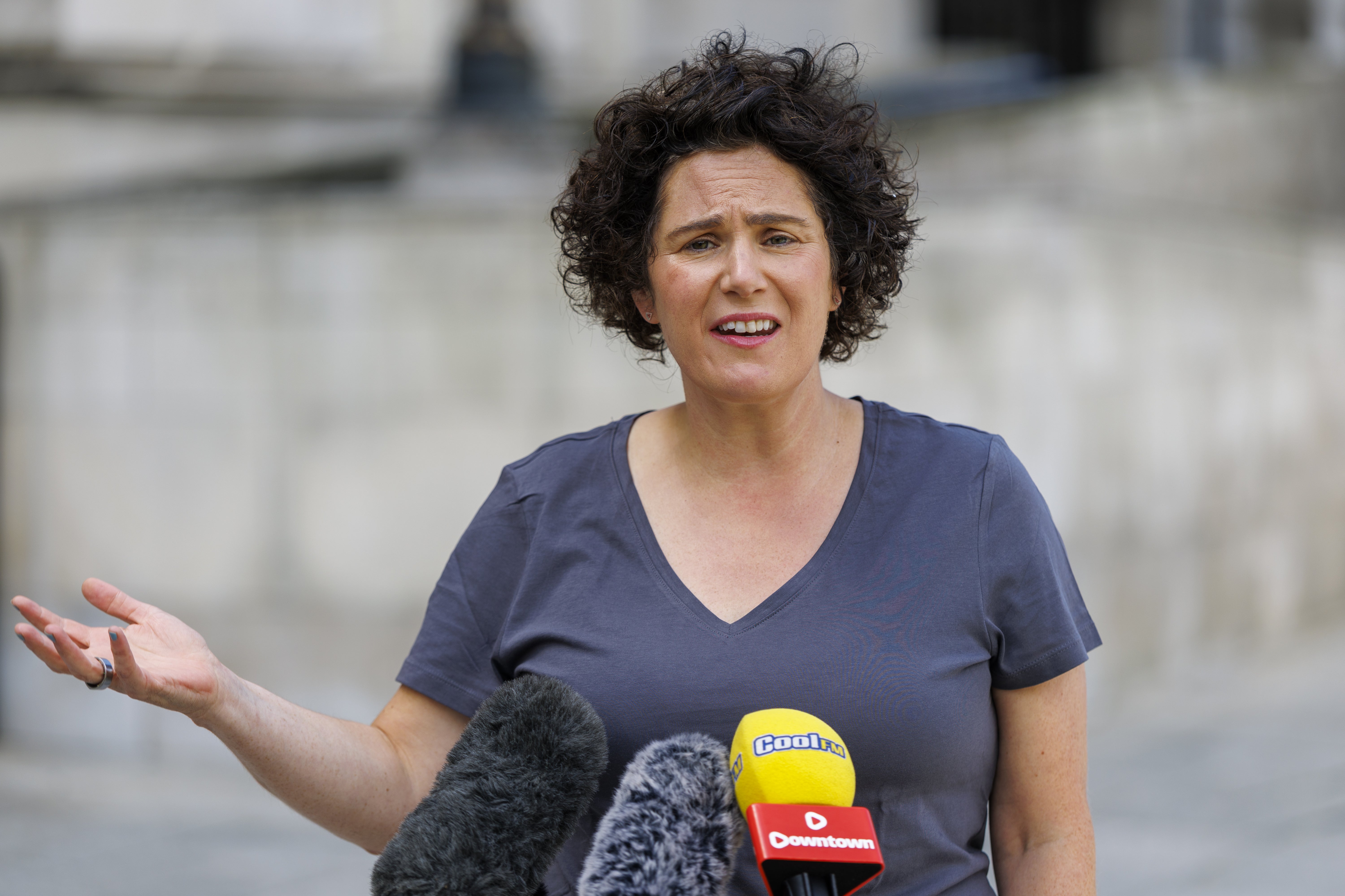 SDLP leader Claire Hanna MP speaking during a press conference outside Belfast City Hall, as Labour leader Andy Burnham is confirmed as the new Prime Minister (Liam McBurney/PA) (PA Wire)