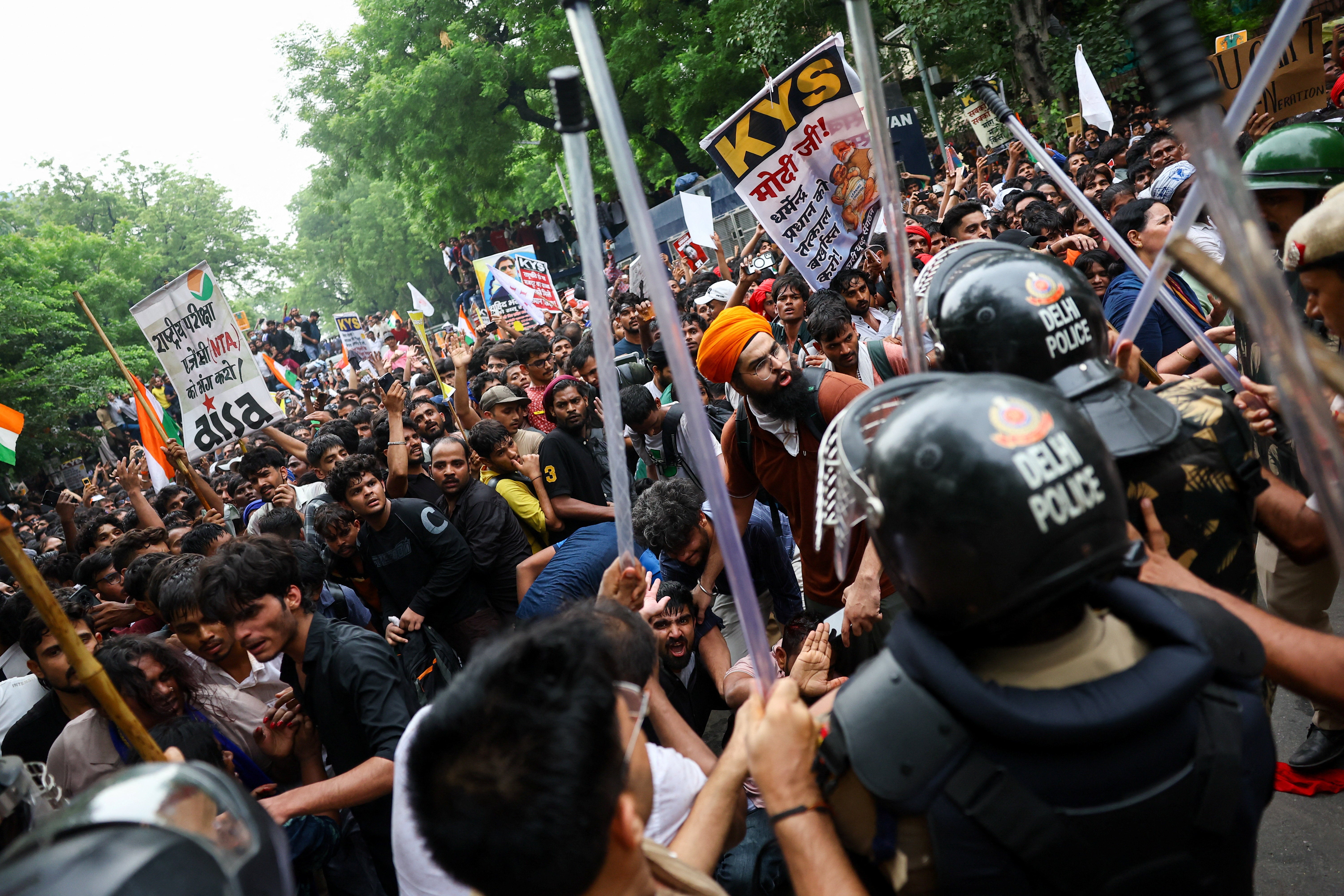 Thousands of young people packed the streets