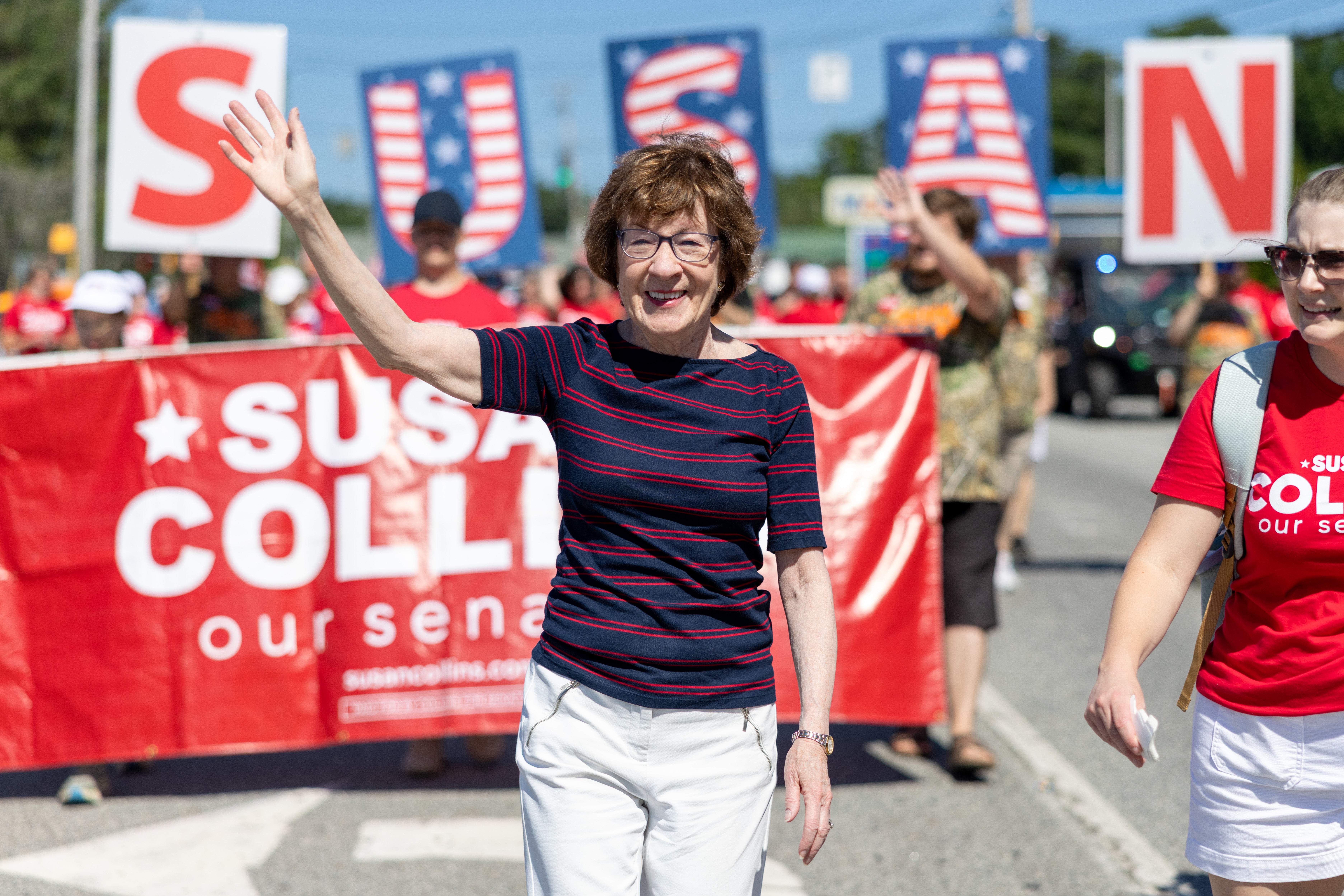 Susan Collins has kept out of the discussions over the replacement for Graham Platner, but is expected to aggressively defend her seat against Jackson (Getty)
