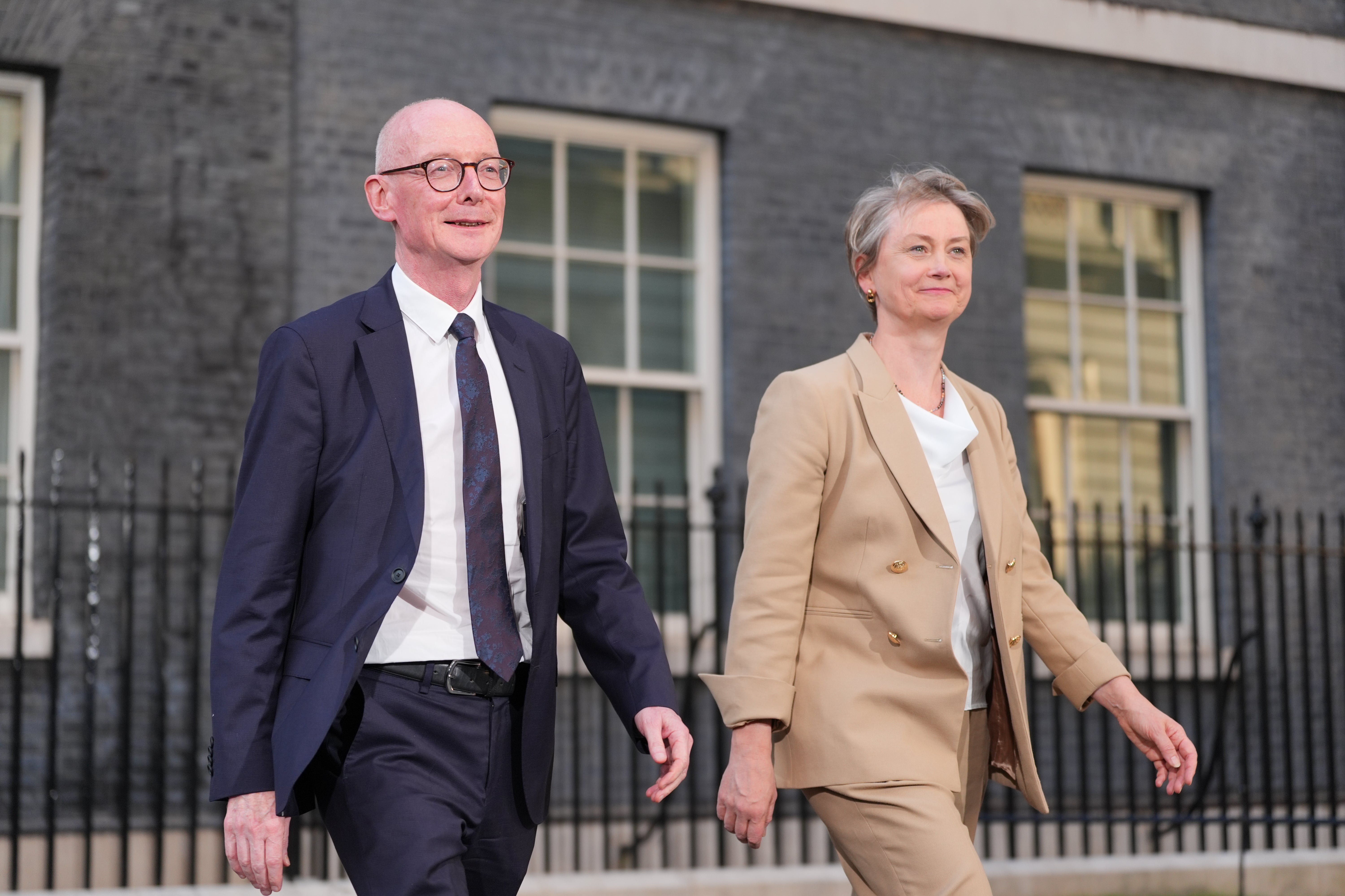 Pat McFadden and Yvette Cooper leaving number 10 Downing Street (Yui Mok/PA) (PA Wire)