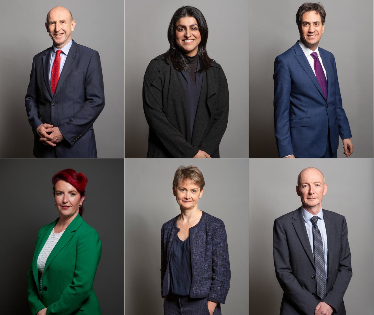 Prime Minister Andy Burnham’s Cabinet appointments, (top row, from left) Chancellor John Healey, Home Secretary Shabana Mahmood, and Foreign Secretary Ed Miliband, and (second row, from left) First Secretary of State, Chancellor of the Duchy of Lancaster and minister for the Cabinet Office, Louise Haigh, Health Secretary Yvette Cooper, and Work and Pensions Secretary Pat McFadden (UK Parliament/PA ) (UK Parliament)