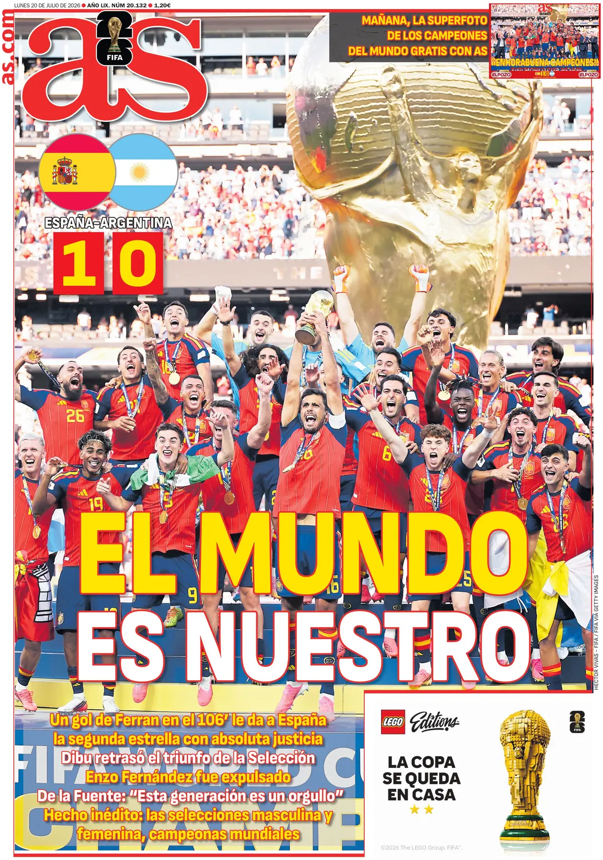 As reacts to Spain's World Cup win: 'The world is ours!' (As)