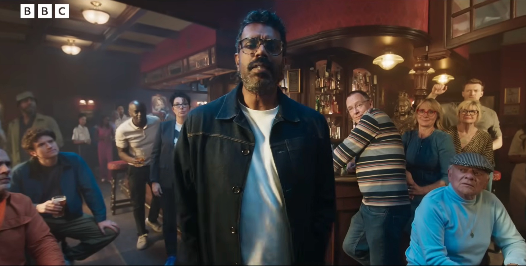 Romesh Ranganathan with Trevor Nelson, Sue Perkins, Adam Woodyatt, David Jason and other stars in BBC advert