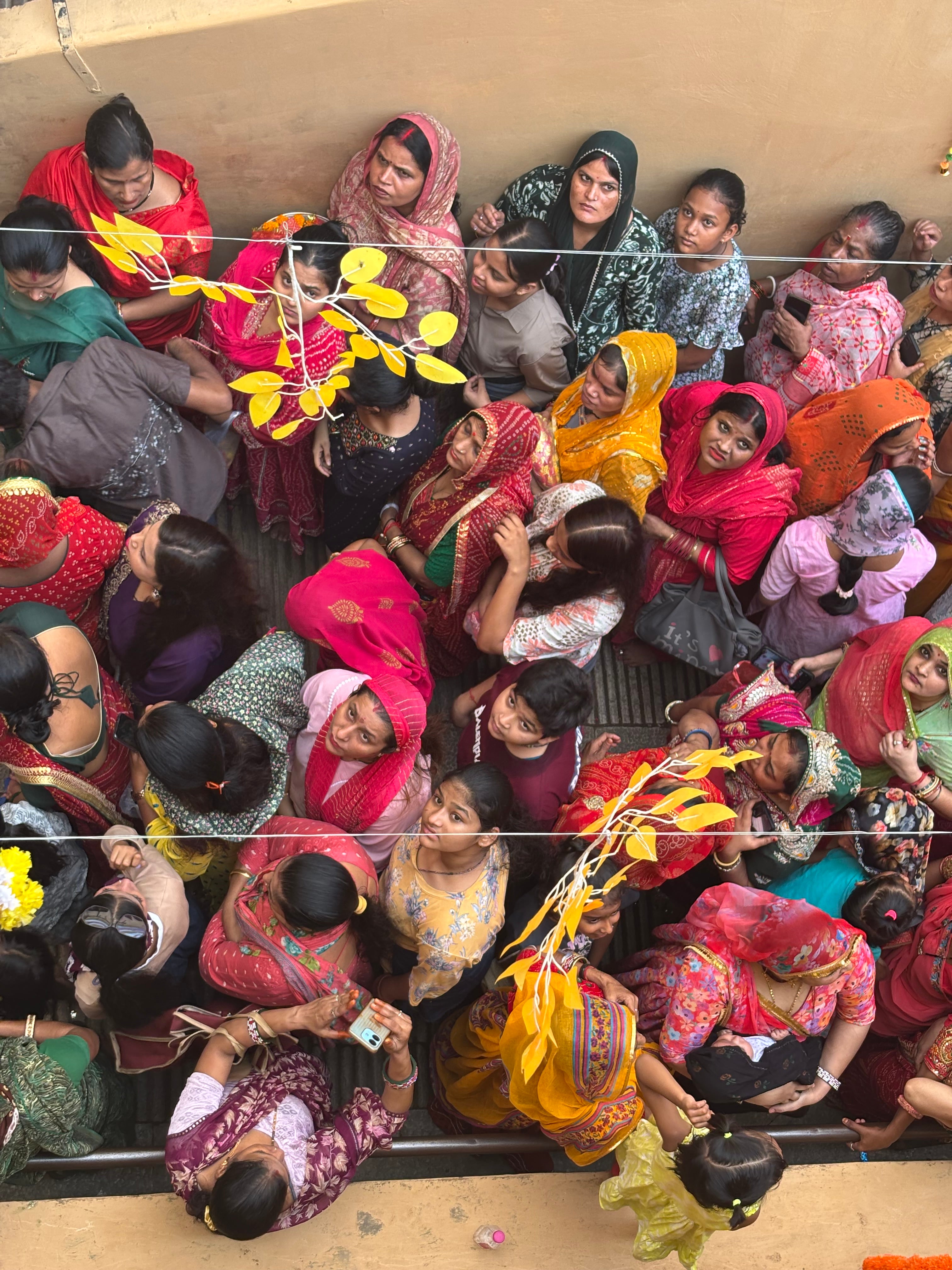 Devotees queuing to present their offering to the warrior goddess Kali Mata