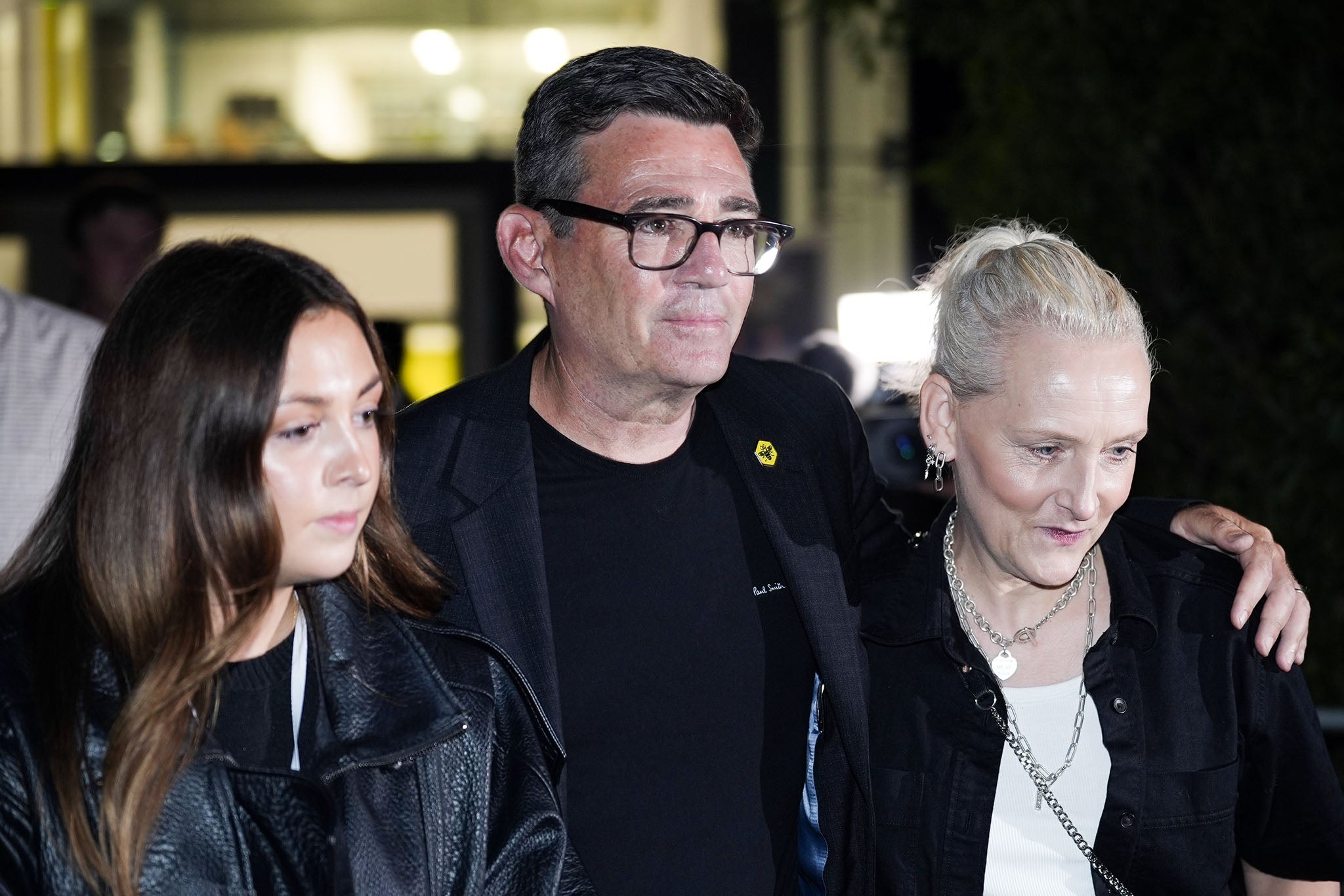 Labour party MP Andy Burnham leaves The Edge in Wigan with his wife Marie-France Van Heel (right) and their daughter Rosie after winning the Makerfield by-election in June (PA)