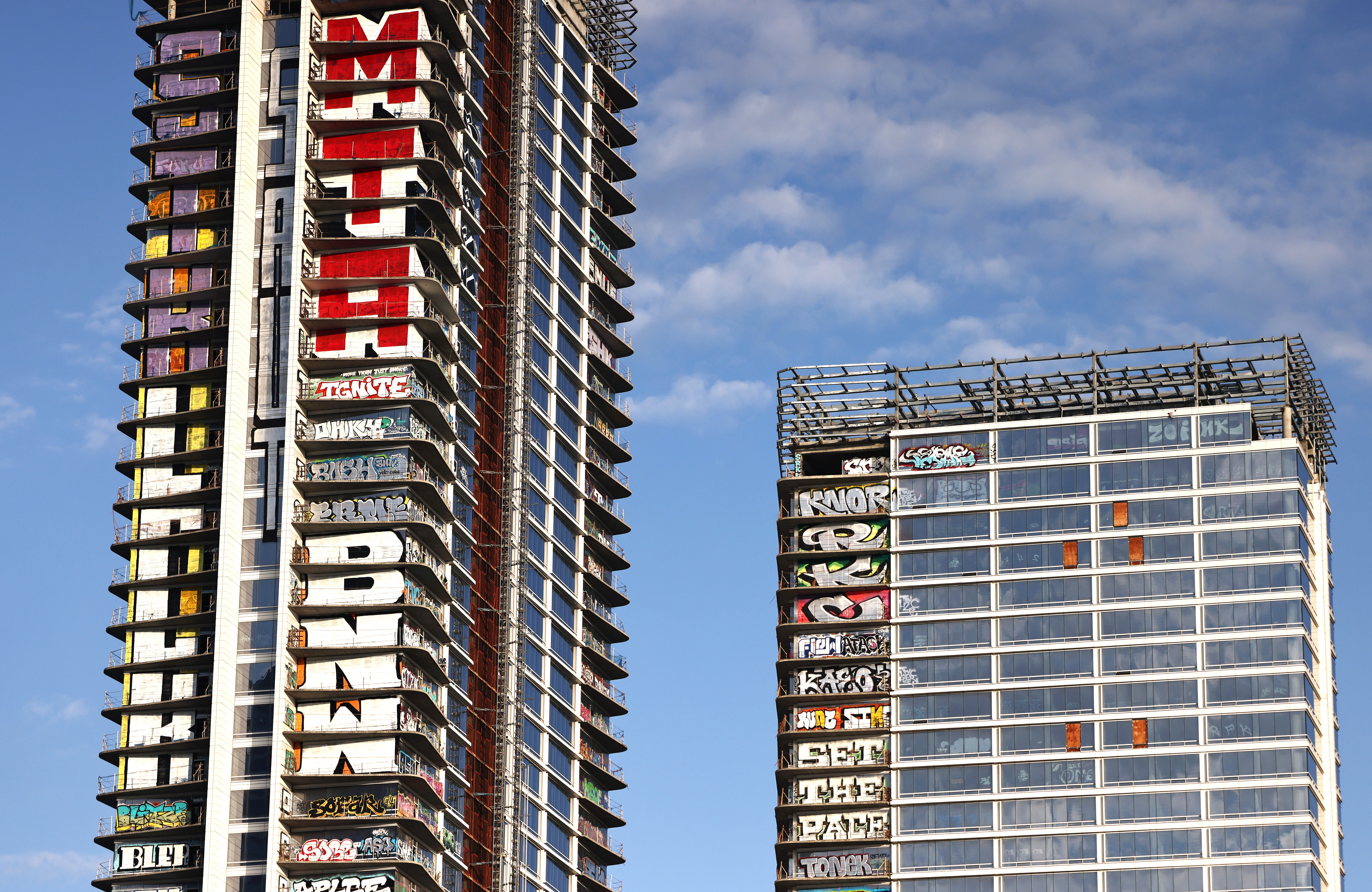 Oceanwide Plaza, a planned $1 billion multi-use complex, began construction years ago, but stalled in 2019 when Beijing-based developer Oceanwide Holdings could no longer finance it