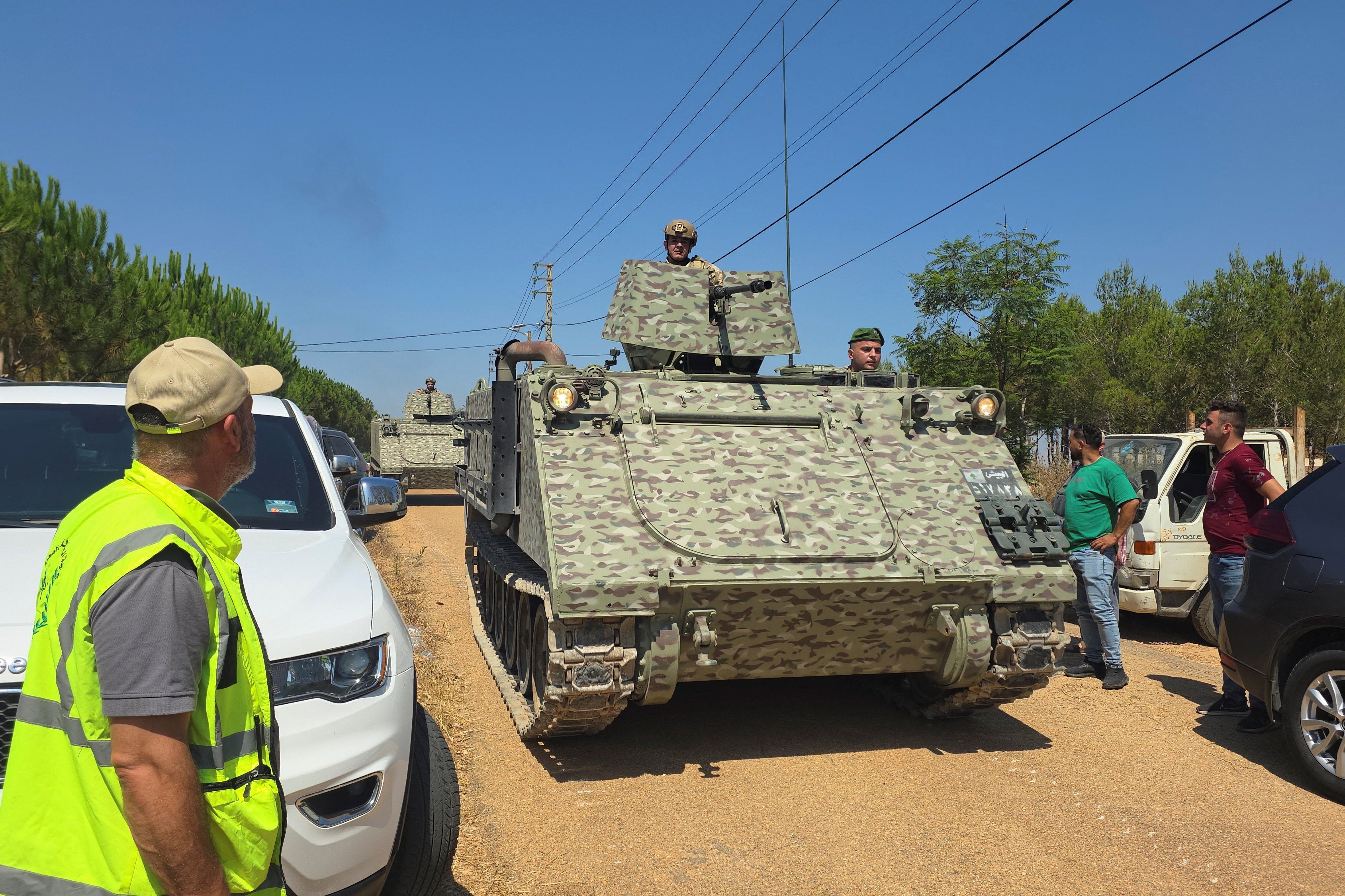 Lebanese army troops deploy at the entrance of the town of Zawtar al-Gharbiyeh after Israeli forces withdrew from the area, in line with a U.S.-brokered plan, Lebanon, July 21, 2026. (Reuters)