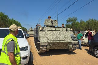 Lebanese army troops deploy at the entrance of the town of Zawtar al-Gharbiyeh after Israeli forces withdrew from the area, in line with a U.S.-brokered plan, Lebanon, July 21, 2026.