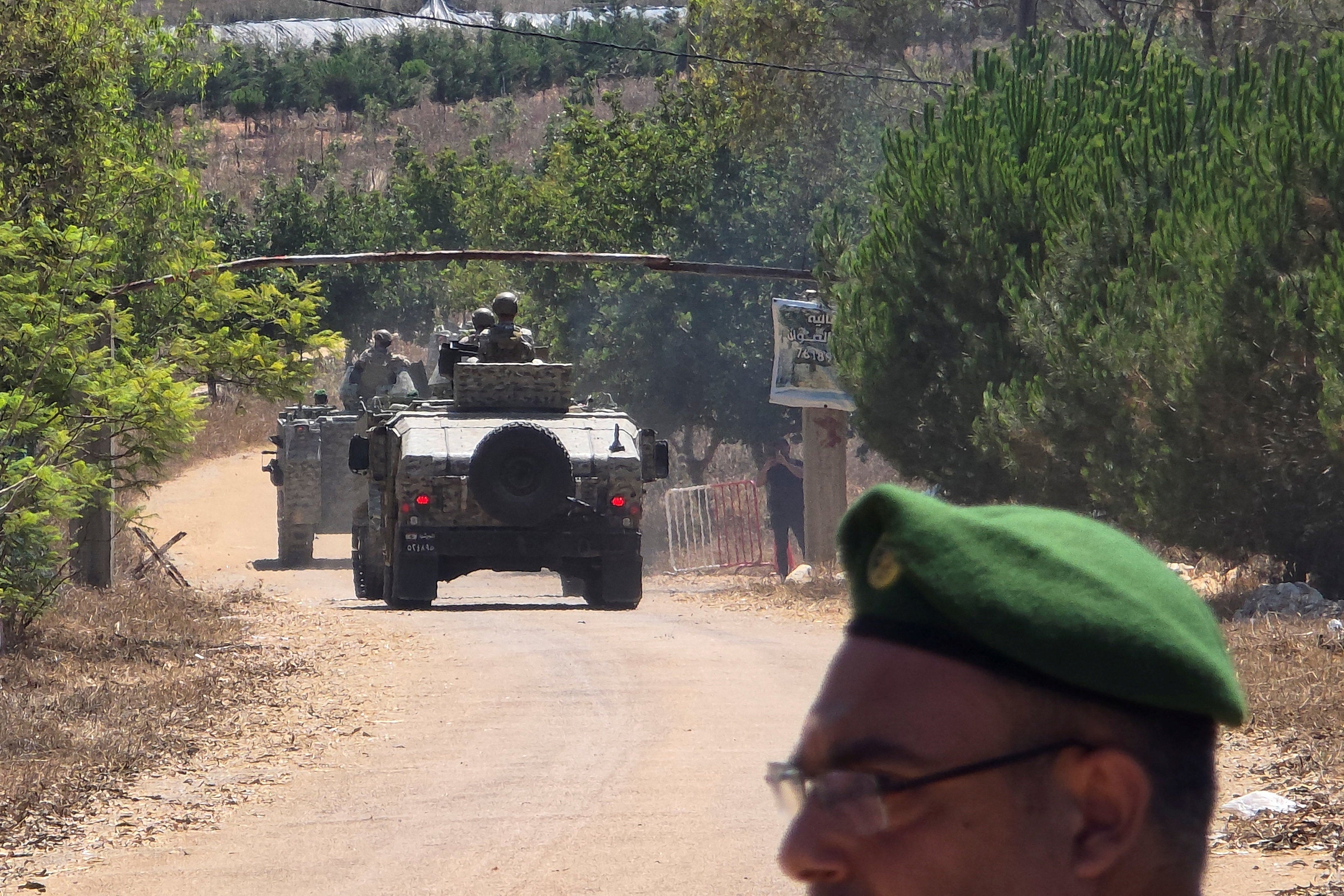 Lebanese army troops deploy at the entrance of the town of Zawtar al-Gharbiyeh after Israeli forces withdrew from the area, in line with a U.S.-brokered plan, Lebanon, July 21, 2026. (Reuters)
