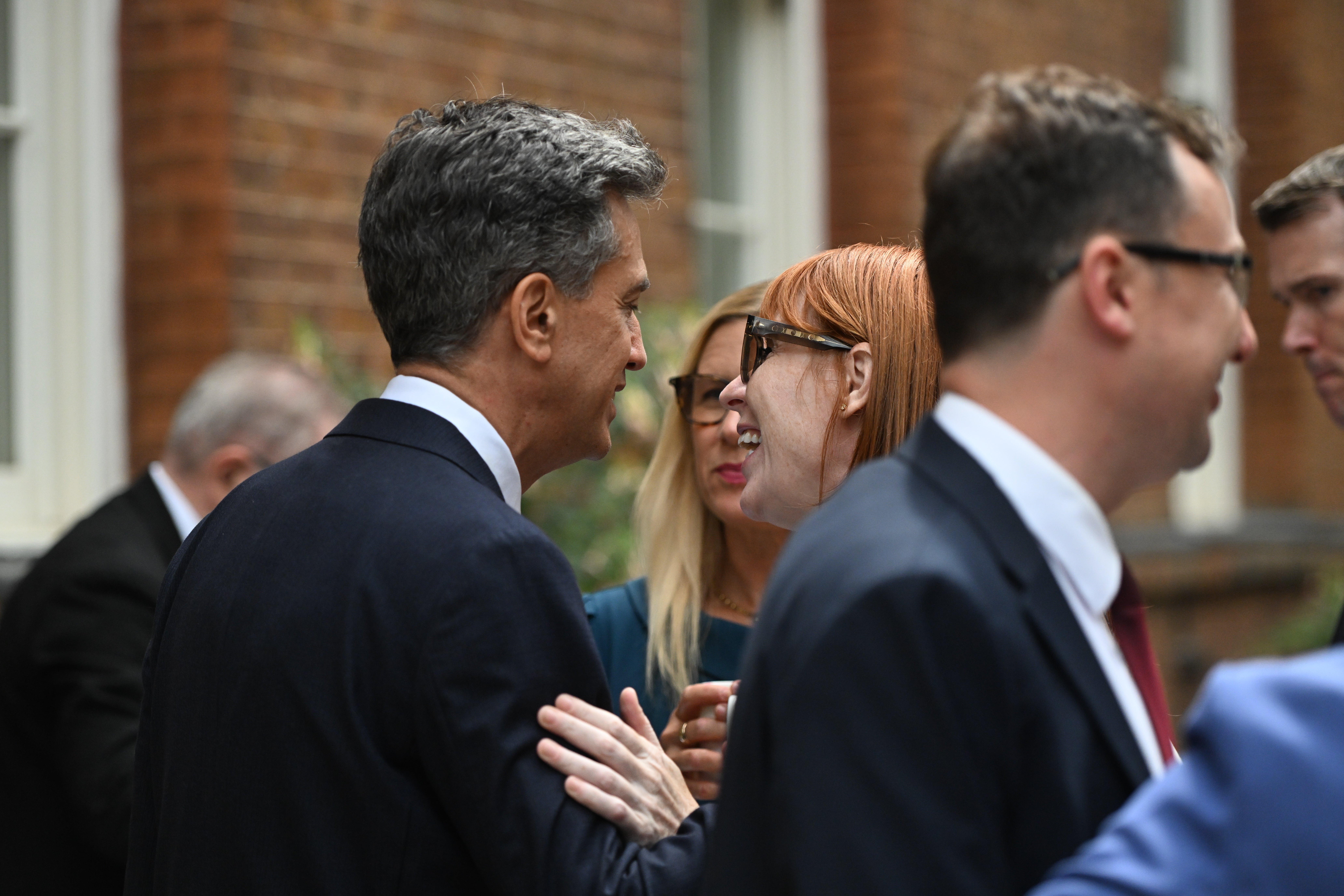 Angela Rayner speaks to Ed Miliband outside No 10 (Getty)