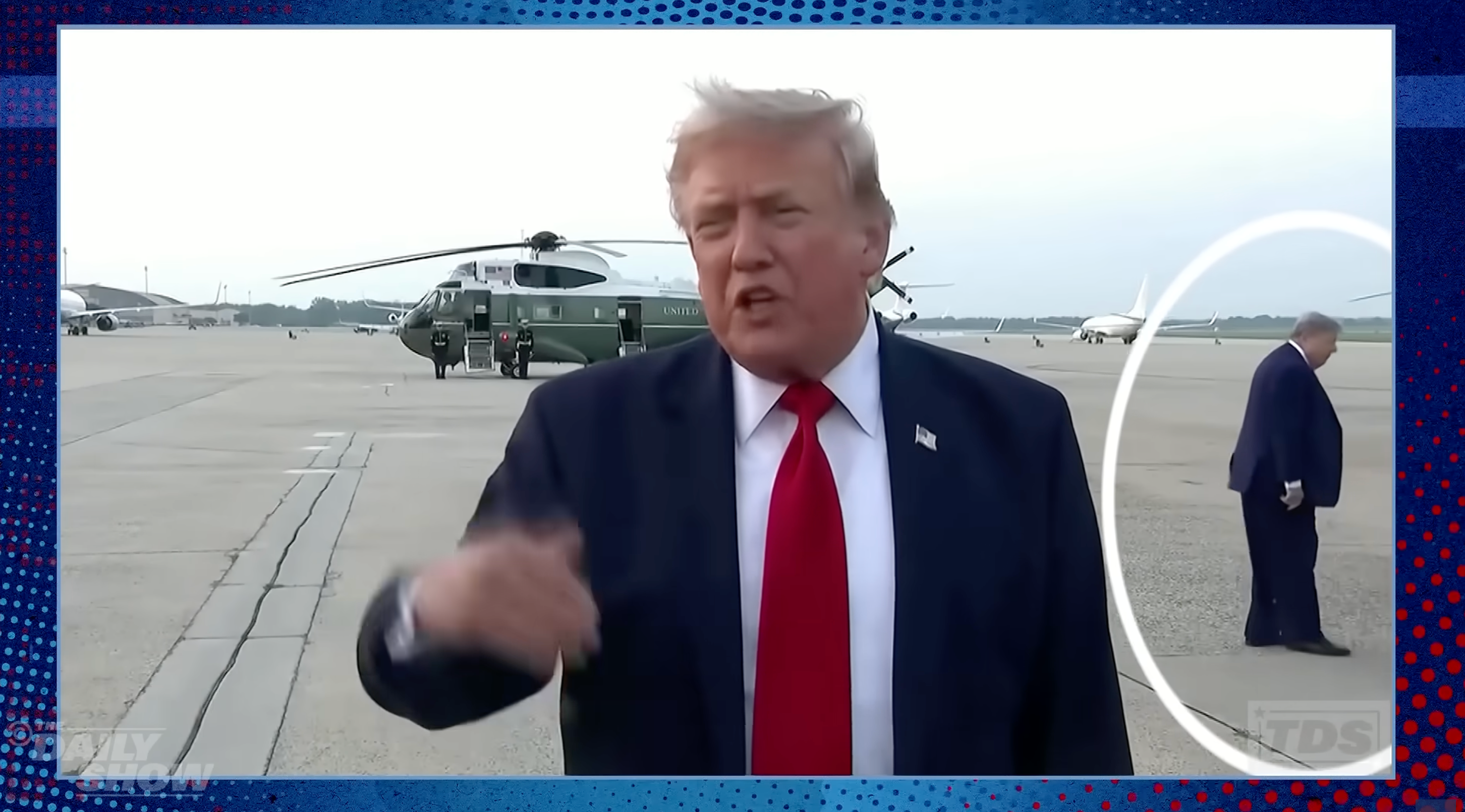 The man bore a resemblance to the president: similar build, similar age, and clad, like Trump, in a navy suit