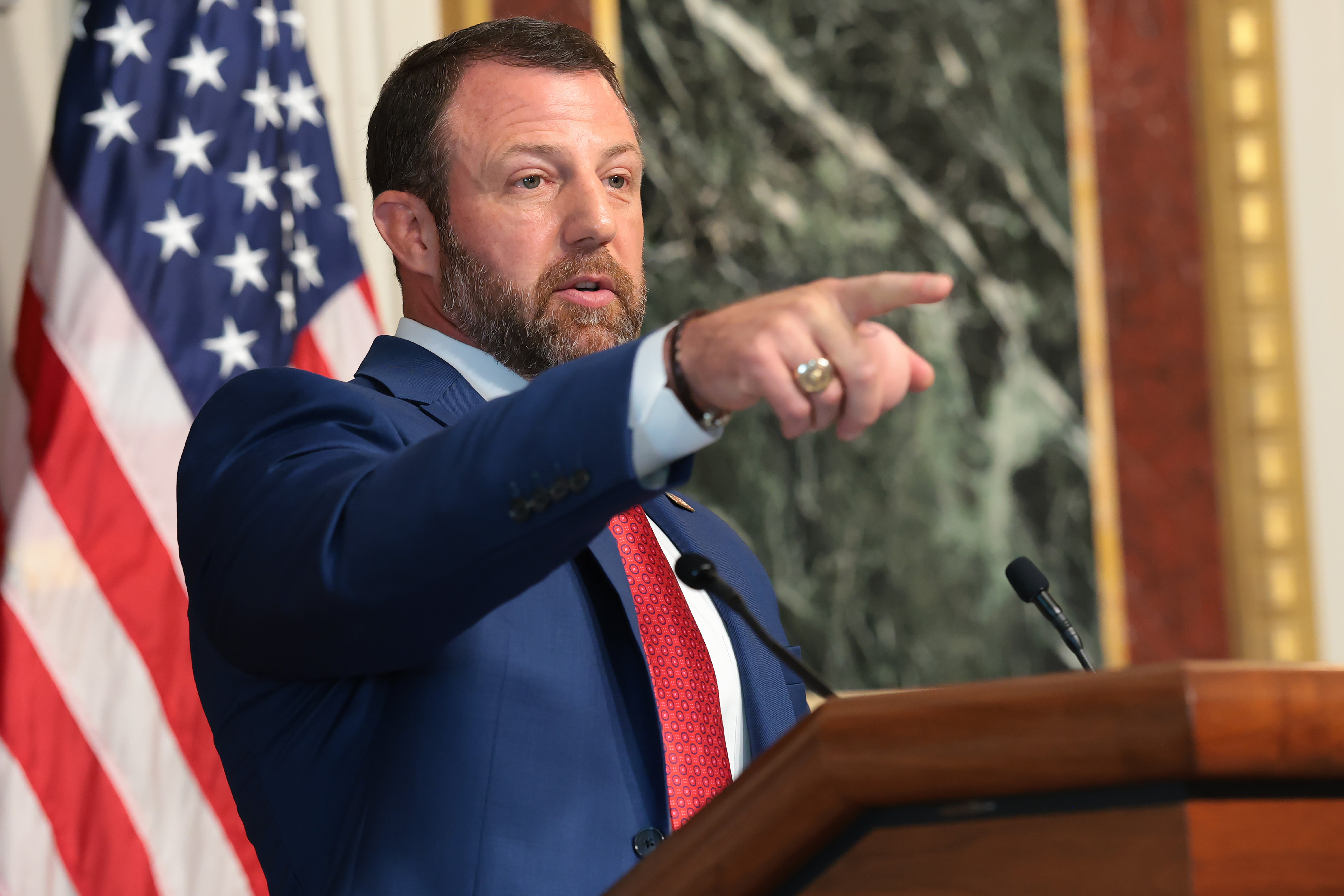 Homeland Security Secretary Markwayne Mullin accused New Jersey of being one of four states that had a significant number of noncitizens on their voter rolls last week (Getty)