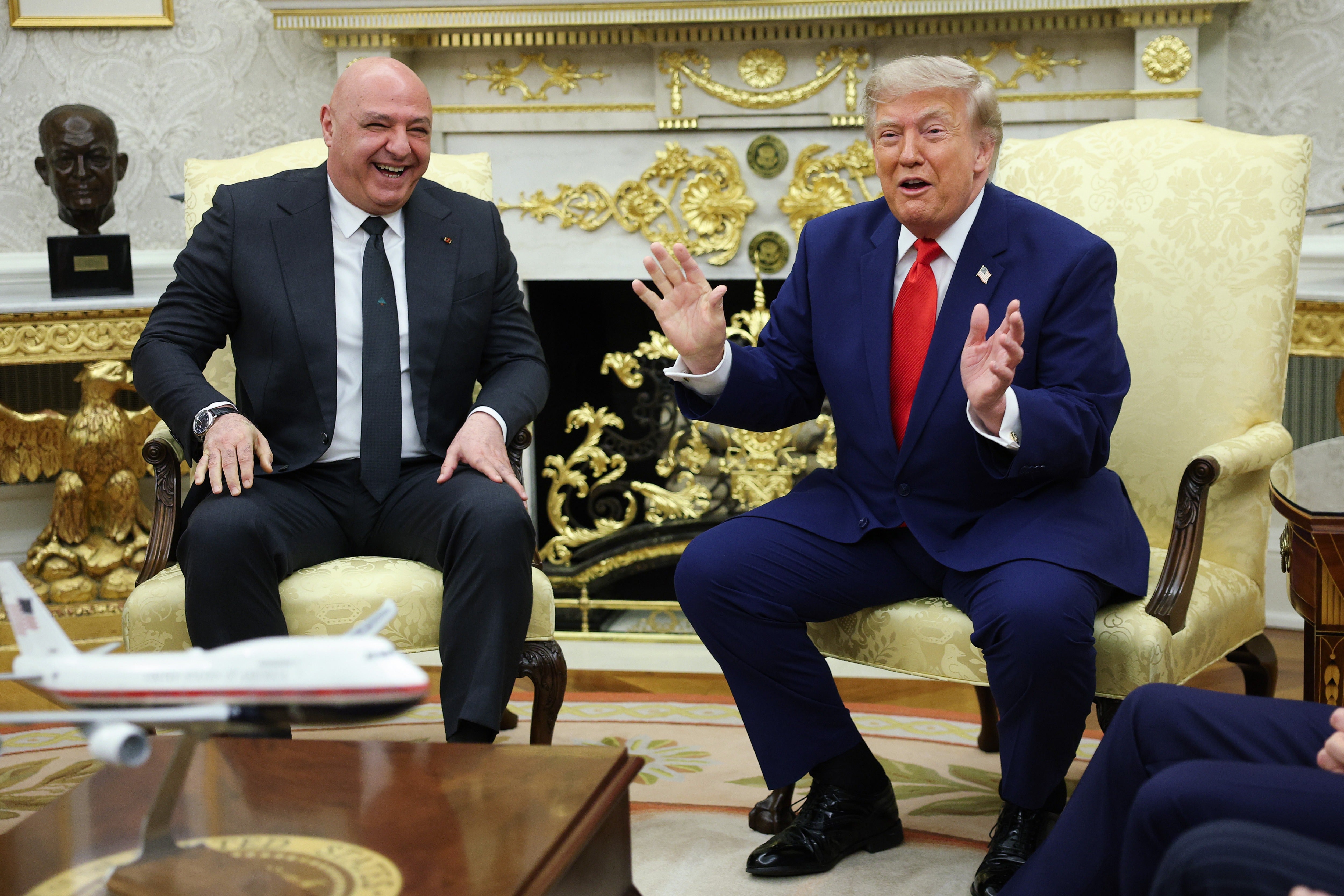 US President Donald Trump hosts Lebanese President Joseph Aoun at the White House on Tuesday (Getty Images)