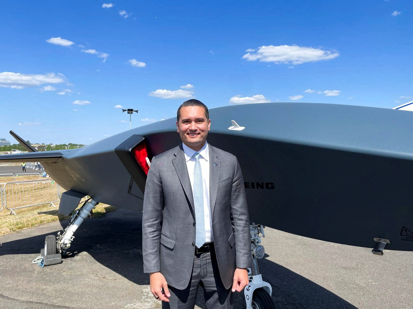 Bernd Peters, Boeing's vice president of business development and strategy, stands in front of the 