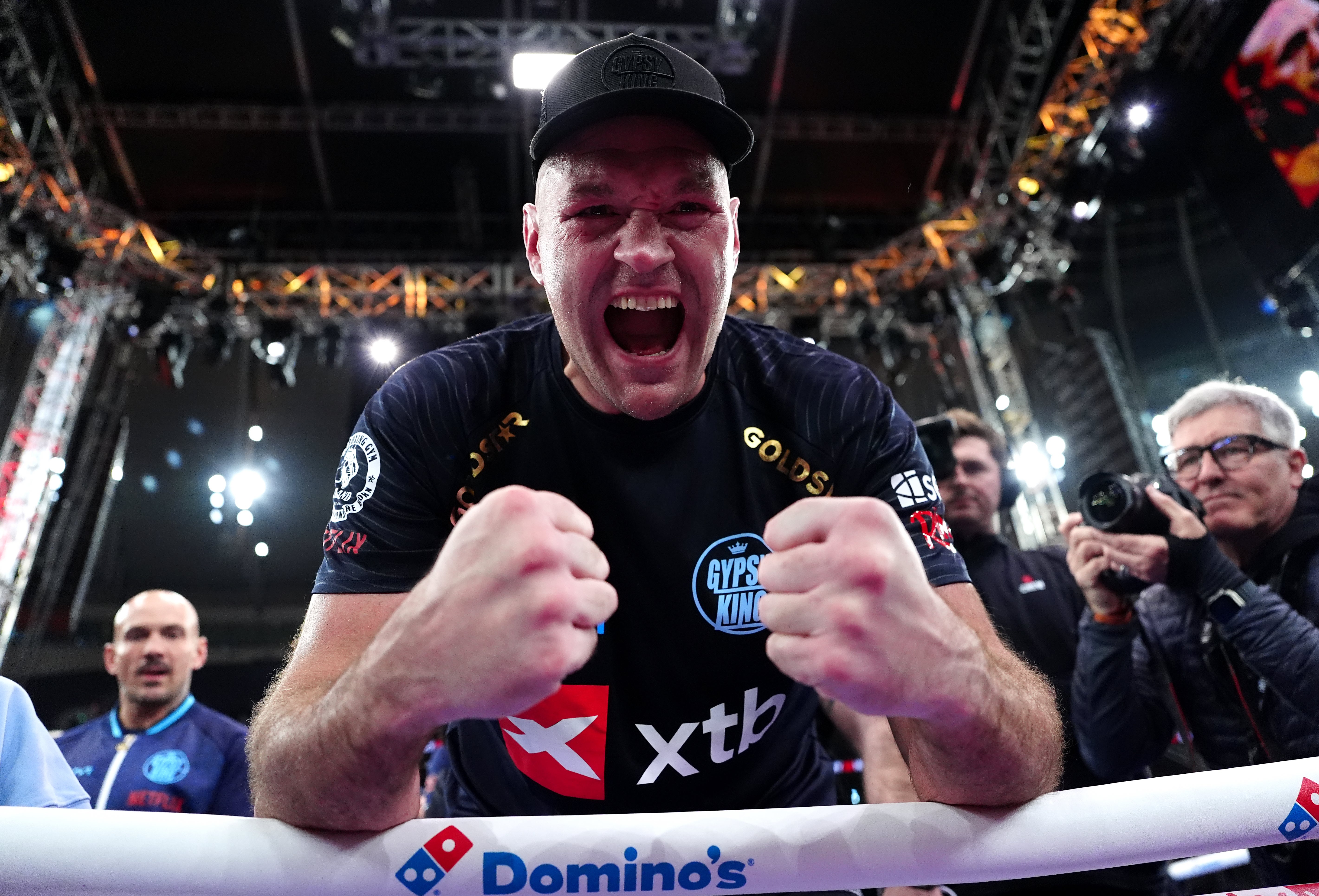 Tyson Fury celebrates victory against Arslanbek Makhmudov (Bradley Collyer/PA)