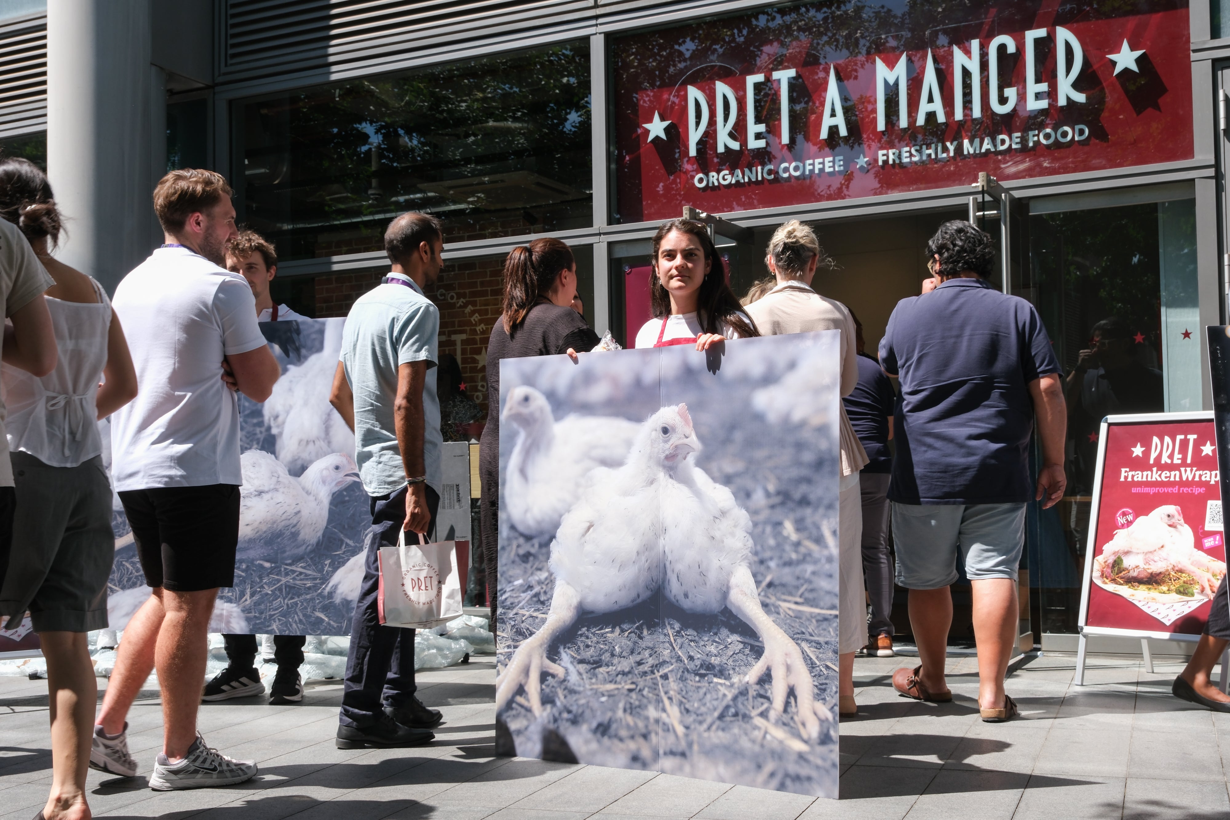 Activists are protesting outside London stores