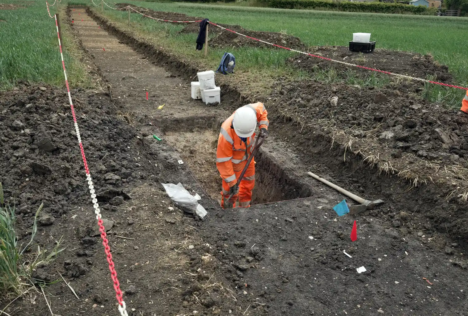Trench digging for archaeological excavations