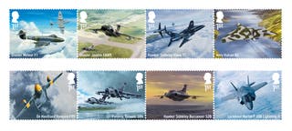 The stamps showcase some of the UK militaryโs most iconic jet-powered aircraft (Royal Mail/PA)