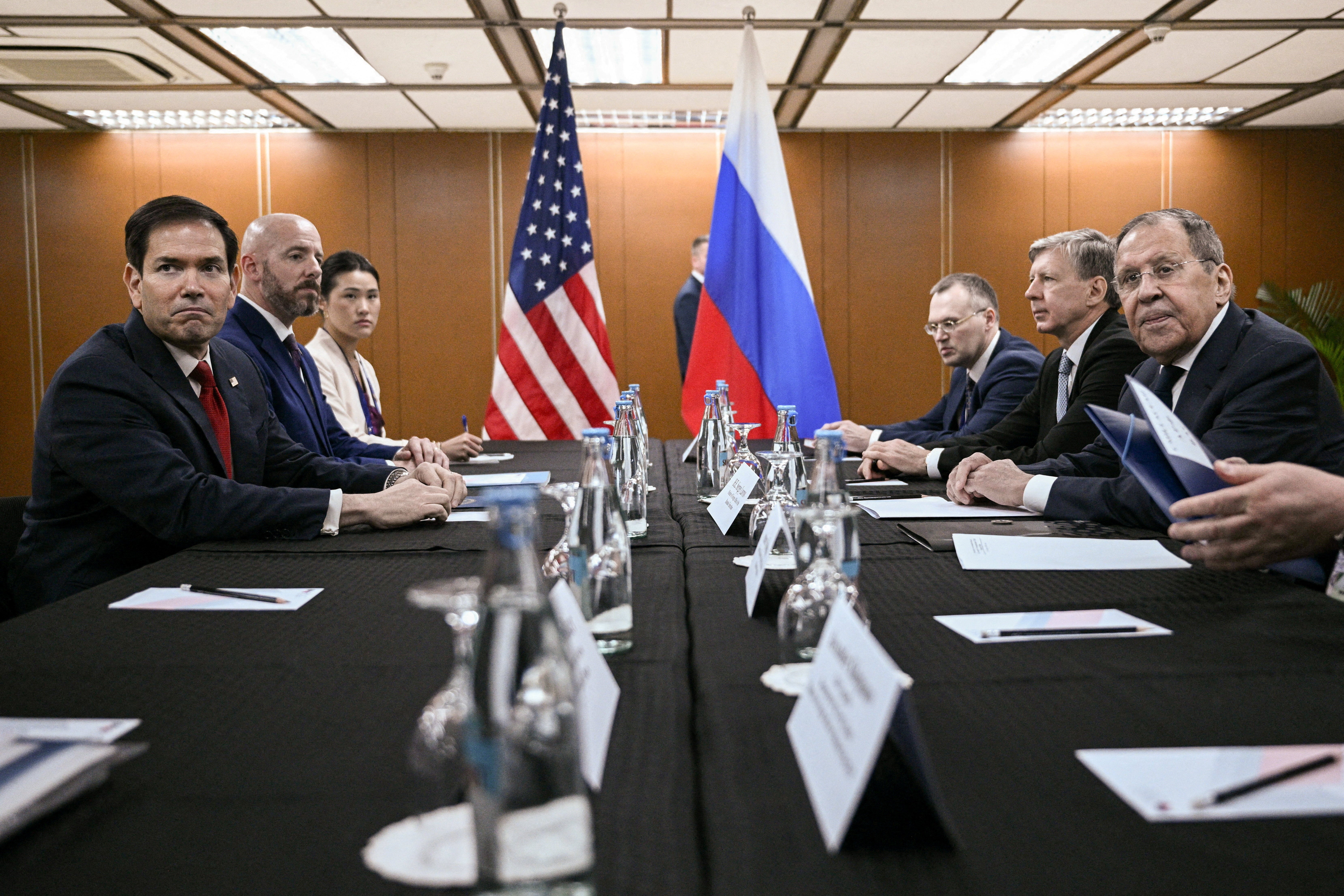 Russia's foreign minister Sergei Lavrov attends a meeting with US secretary of state Marco Rubio on the sidelines of the Association of Southeast Asian Nations (ASEAN) foreign ministers in Manila (Reuters)