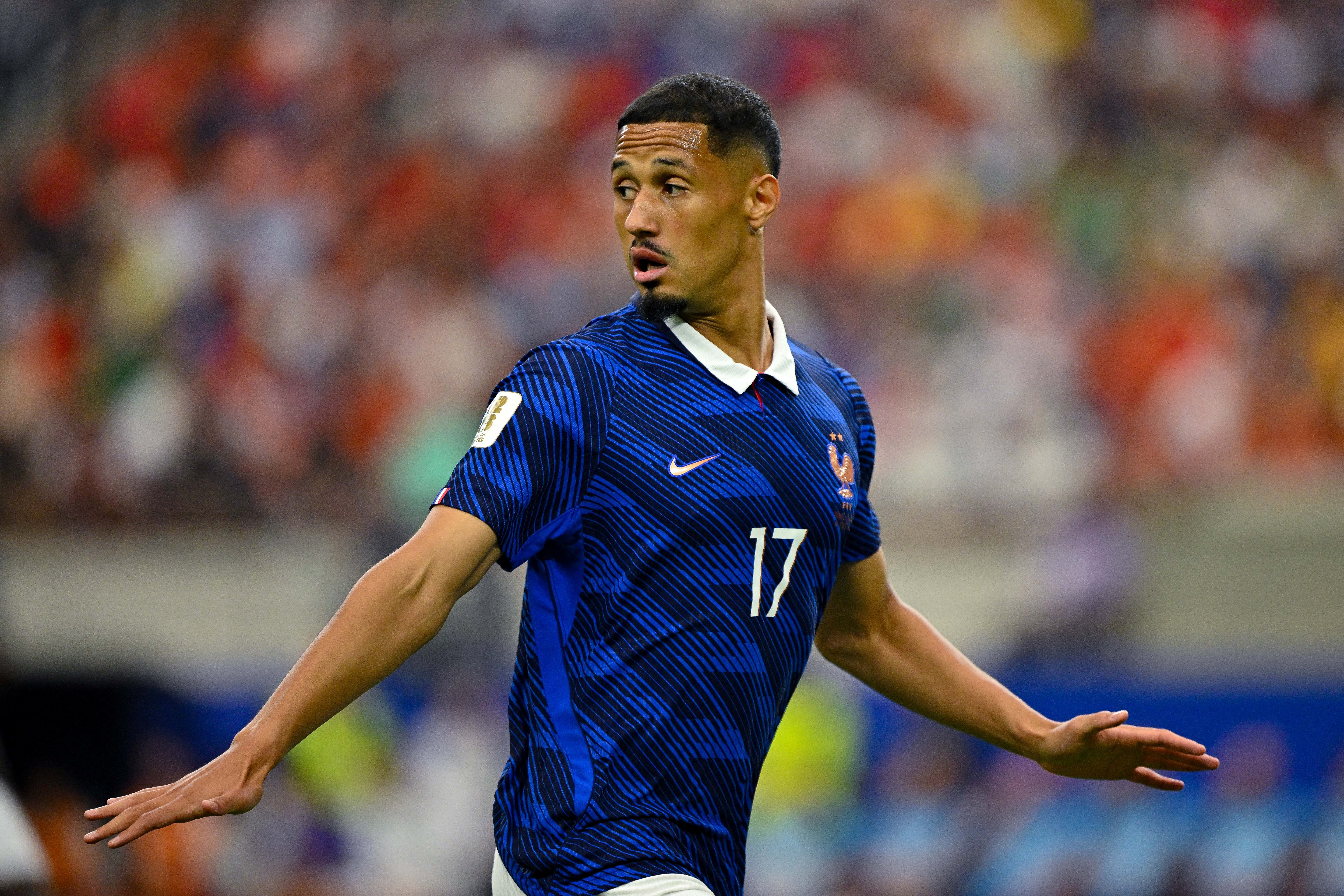 France defender William Saliba (17) in action during a semi-final match between France and Spain
