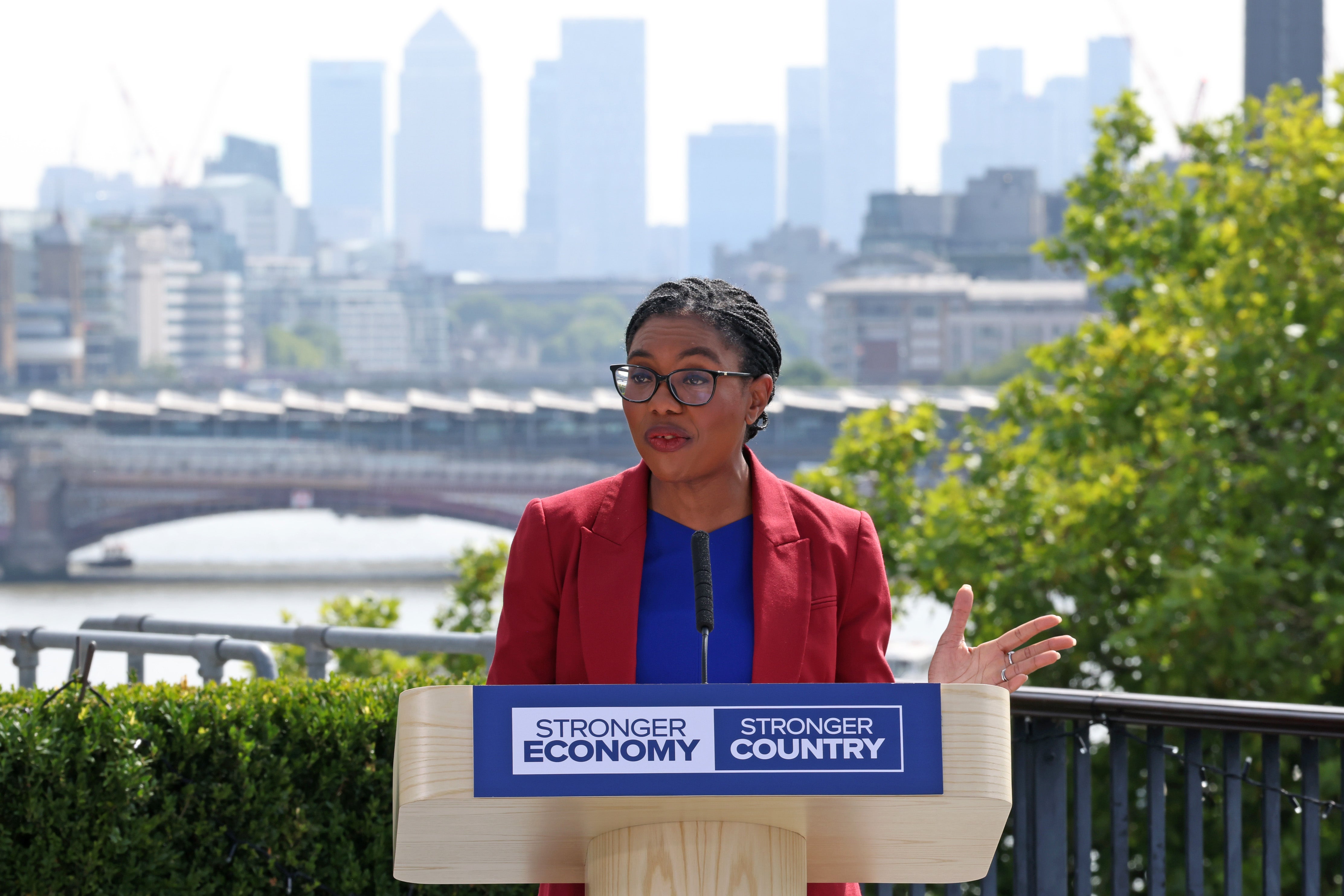 Conservative Leader Kemi Badenoch gives a speech at IET (Institute of Engineering and Technology) (Getty)