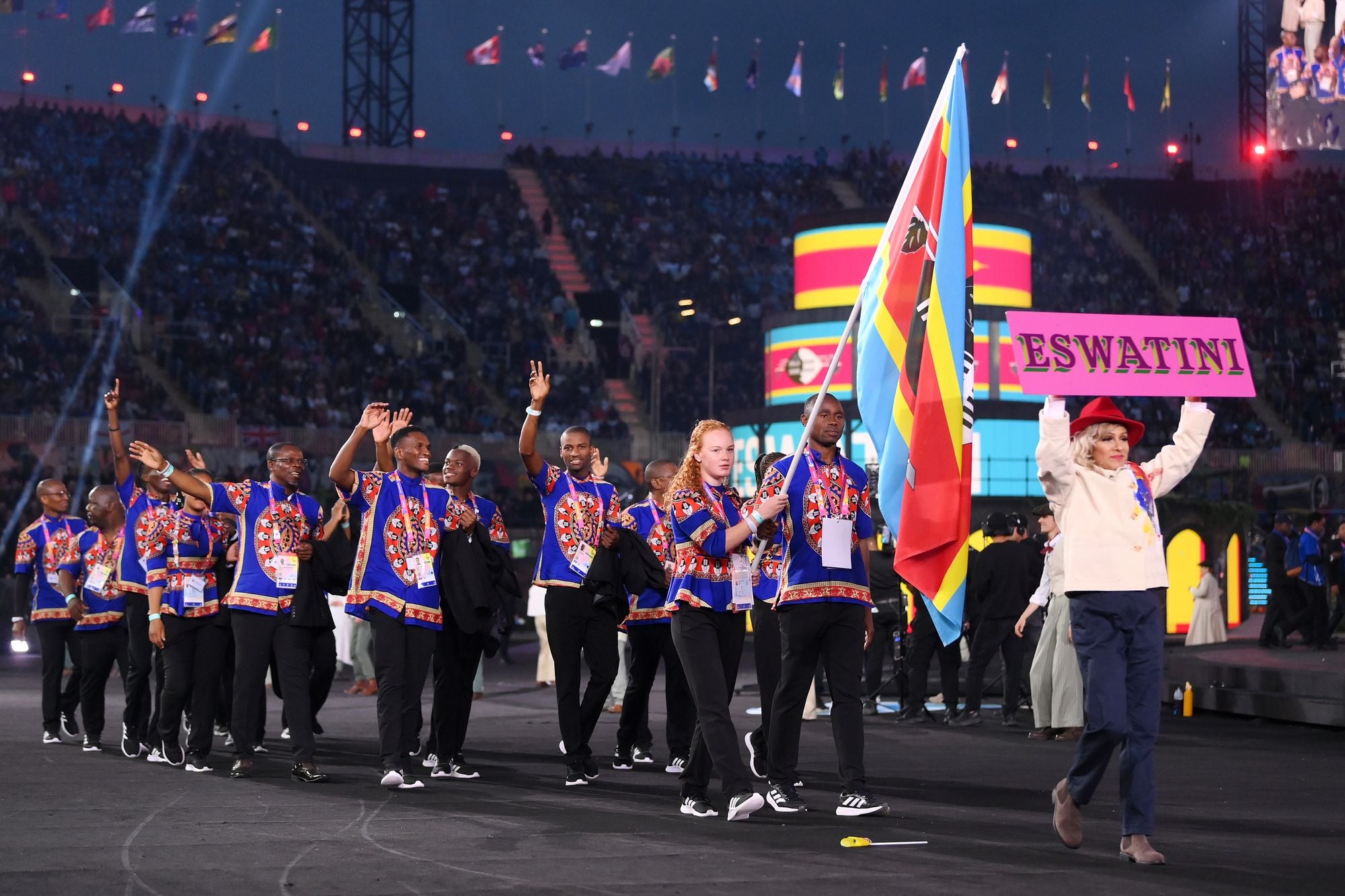 Eswatini parade in the Commonwealth Games opening ceremony at Birmingham 2022