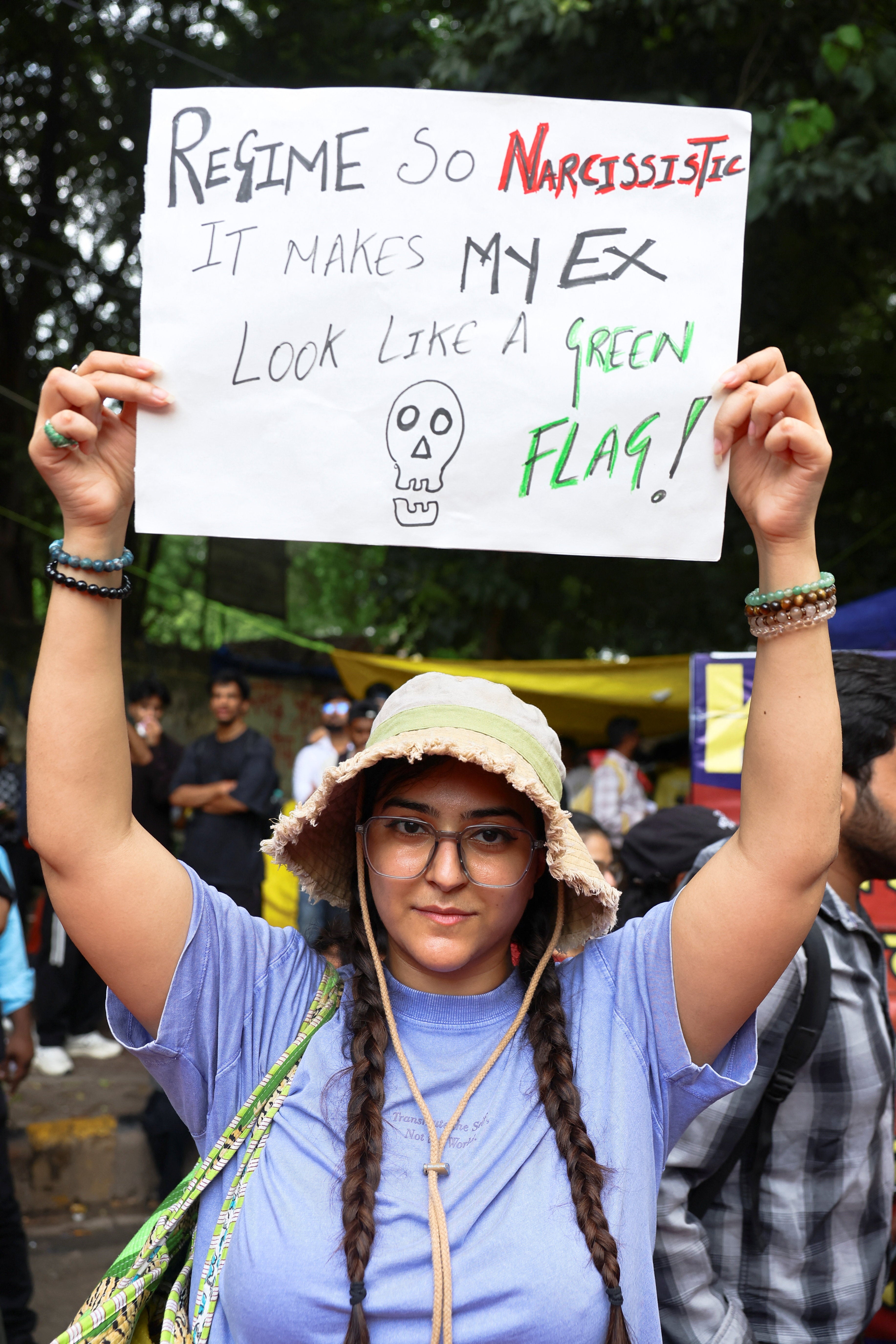 Protesters demanding the resignation of India’s education minister have turned memes, viral videos, and pop culture references into weapons of dissent (Reuters)