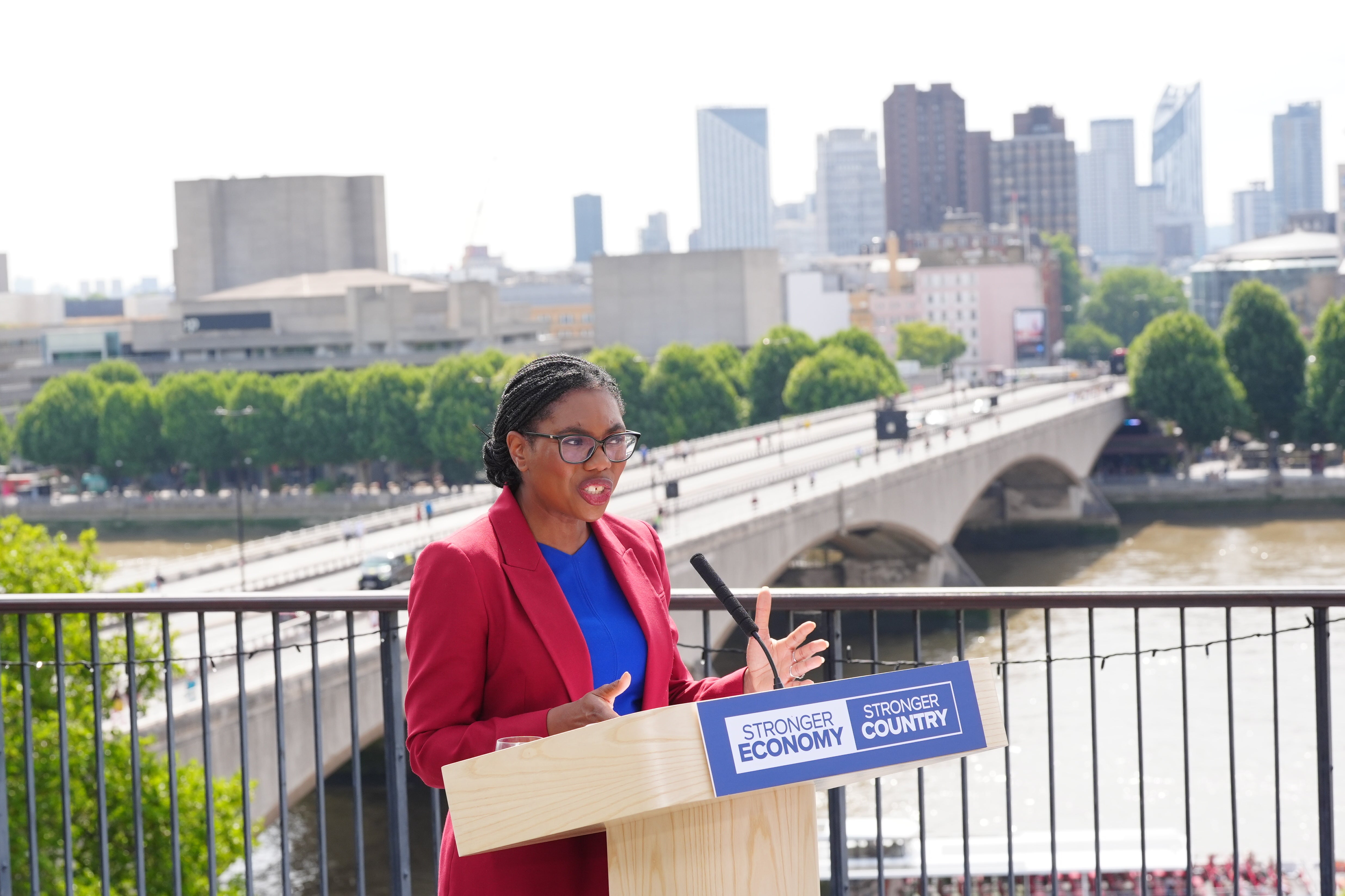 Conservative Party leader Kemi Badenoch delivers a speech at the Institute of Engineering and Technology in central London (Stefan Rousseau/PA)