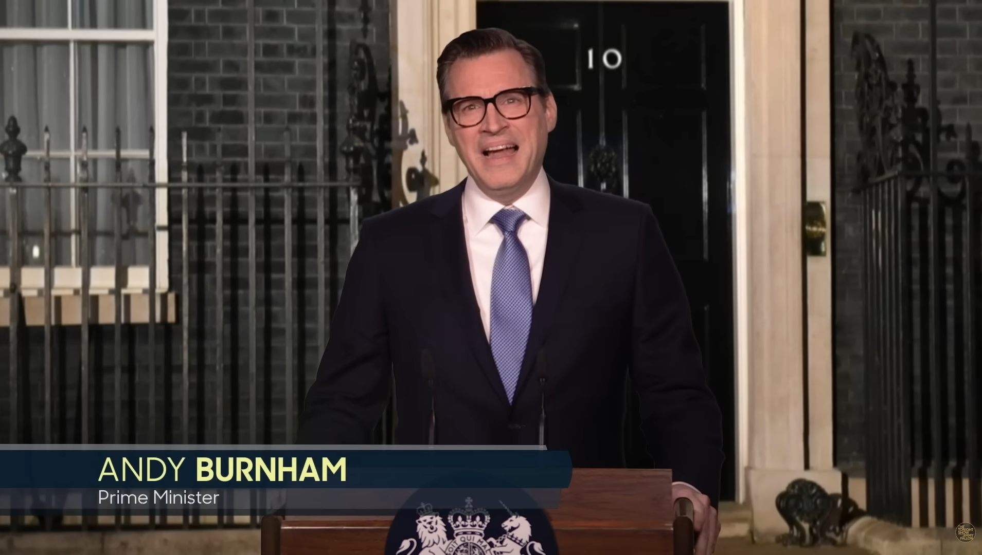 An actor playing Andy Burnham in a 'Tonight Show' skit (The Tonight Show with Jimmy Fallon)
