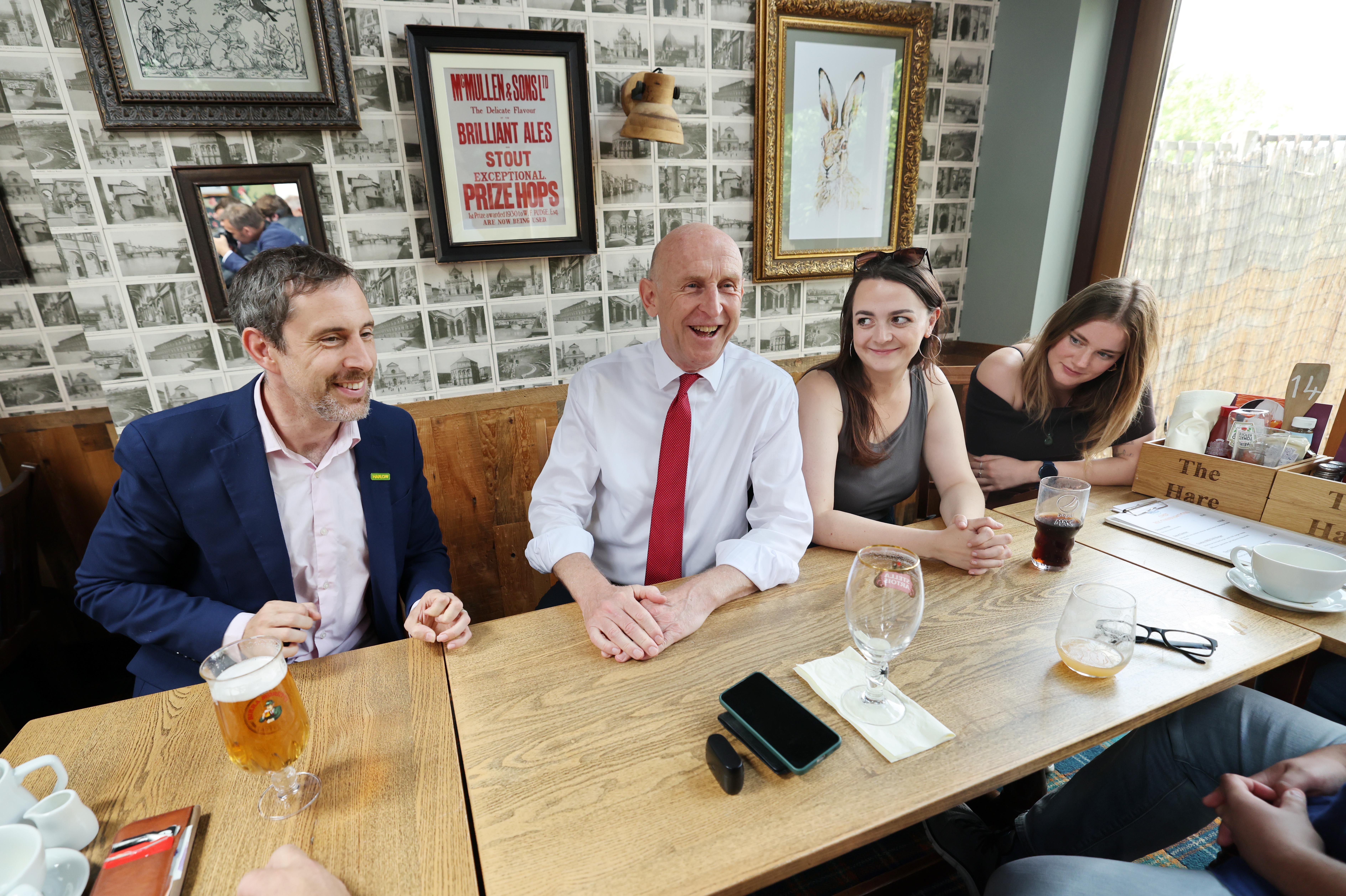 Chancellor John Healey during a visit to the Hare pub in Harlow, Essex (Richard Pohle/The Times/PA)