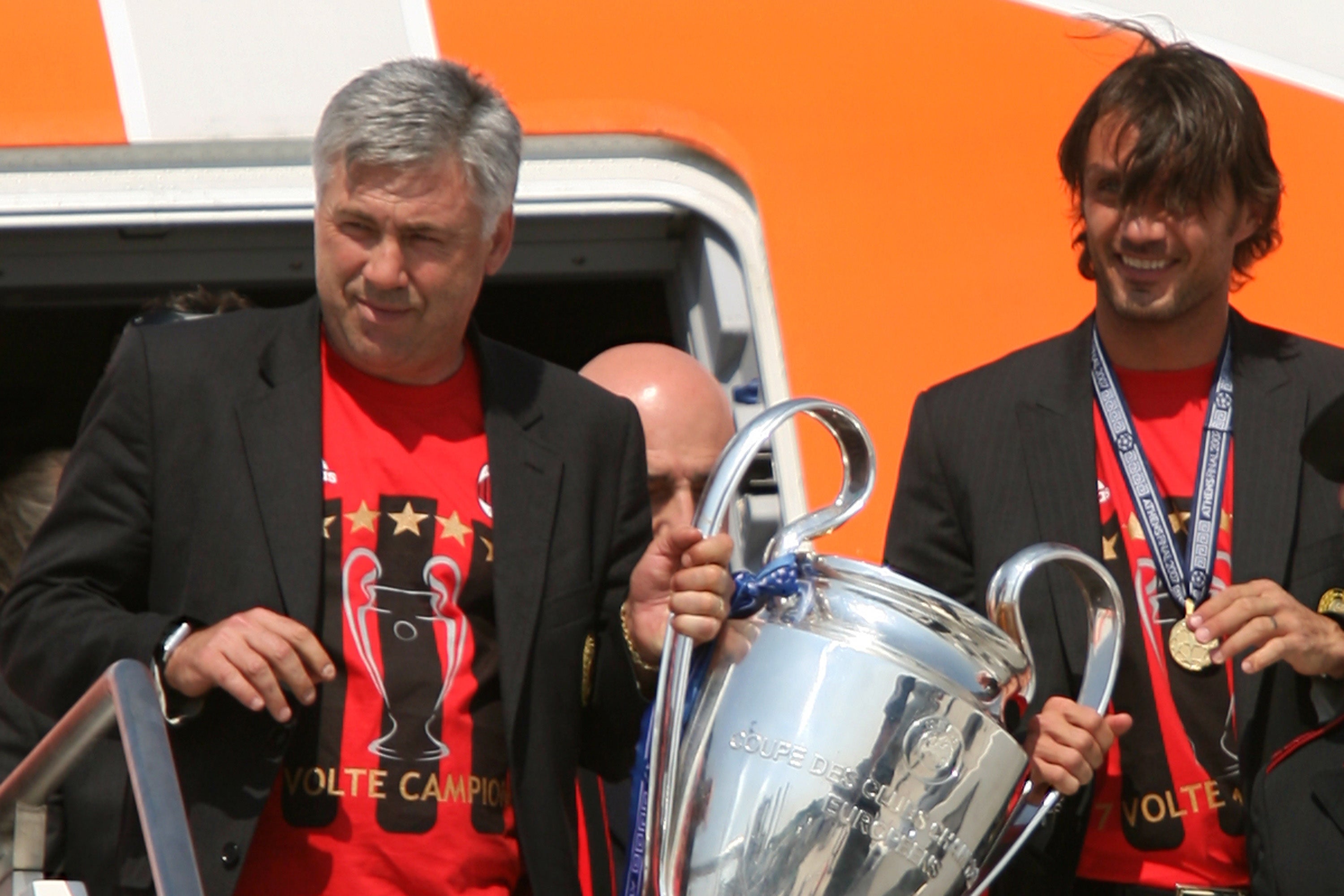 Carlo Ancelotti and Paolo Maldini worked together as coach and captain at AC Milan