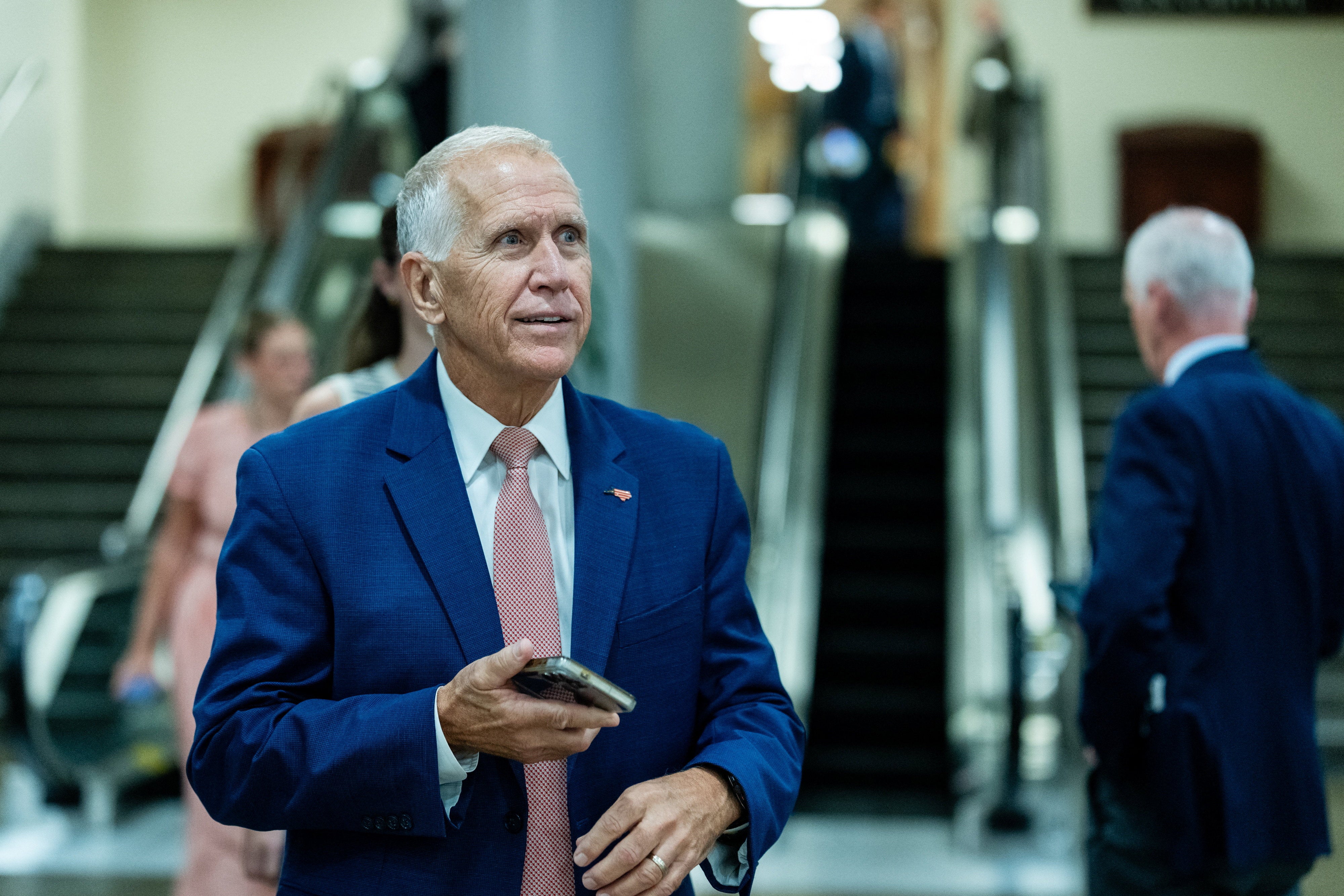 Thom Tillis, a frequent critic of the president, vowed to hold up passage of the reconciliation package if voter ID legislation was included in it ahead of the midterms